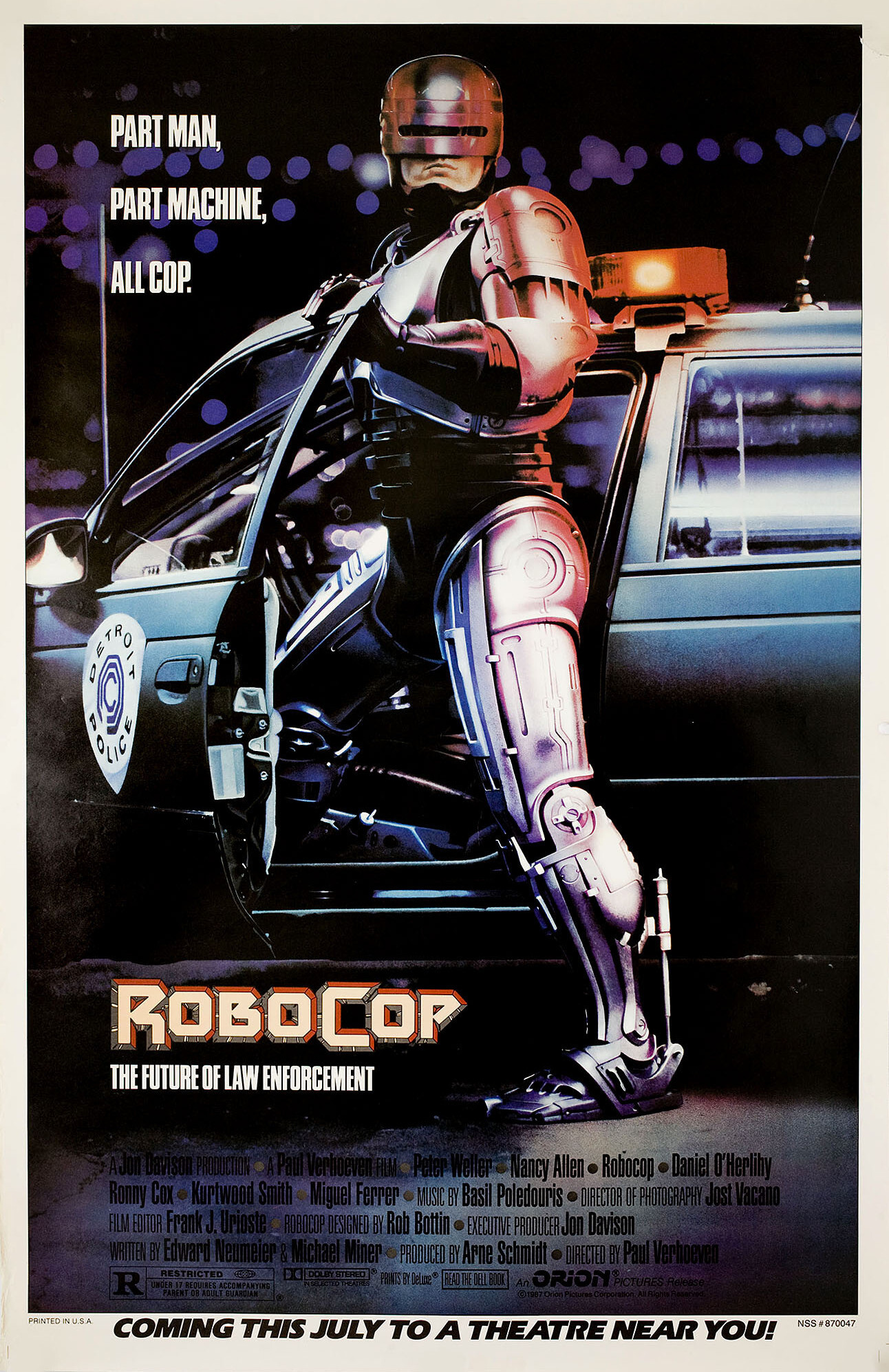 Робокоп (RoboCop, 1987), режиссёр Пол Верховен, американский постер к фильму, 1987 год (5)