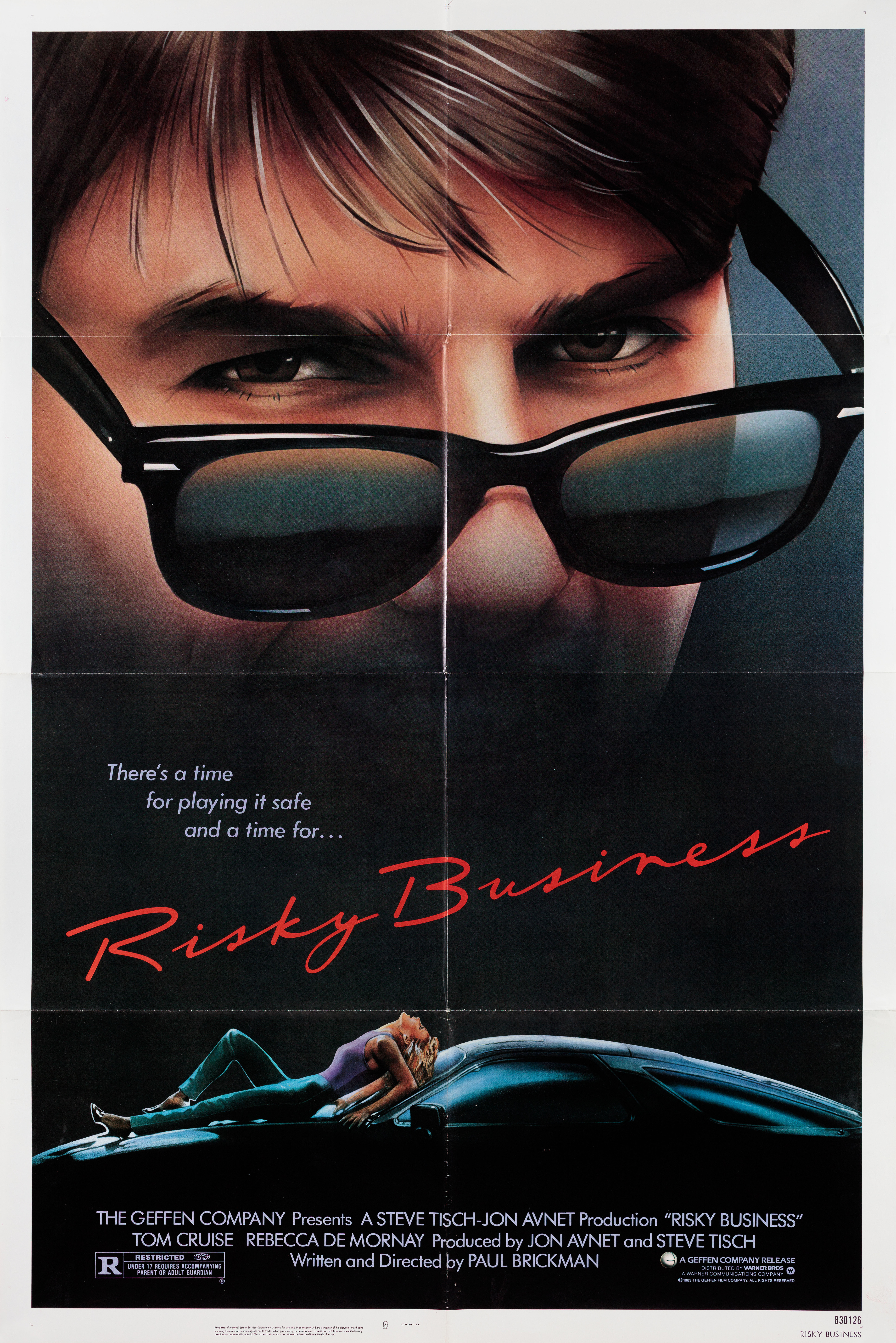 Рискованный бизнес (Risky Business, 1983), режиссёр Пол Брикман, американский постер к фильму, автор Тони Сейнигер, 1983 год