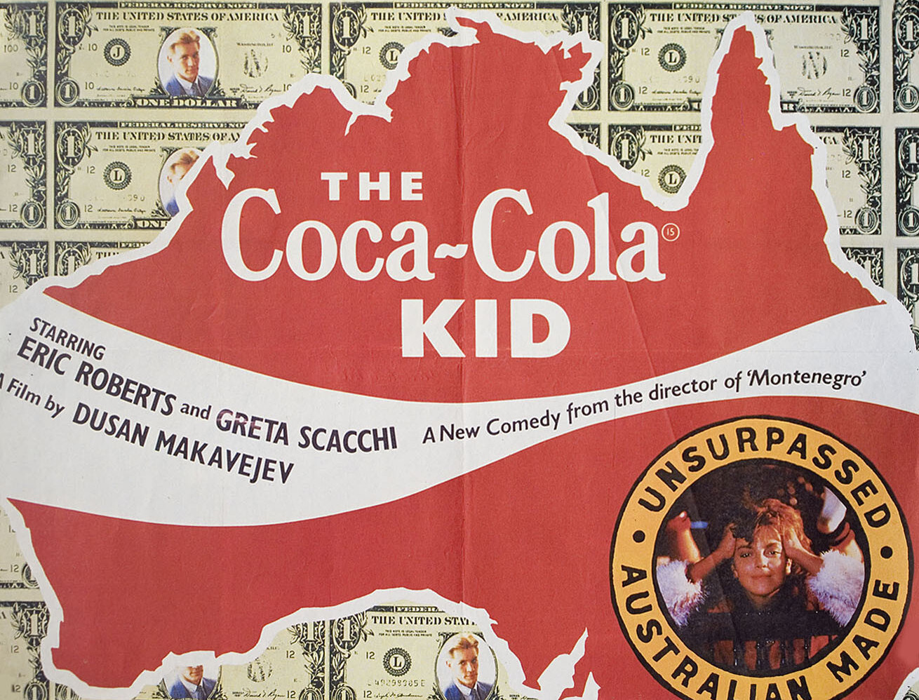 Парень из фирмы «Кока-Кола» (The Coca-Cola Kid, 1985), режиссёр Душан Макавеев, польский постер к фильму, 1985 год