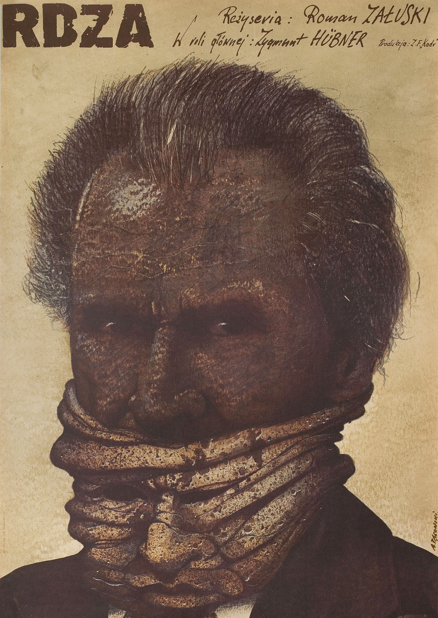 Ржавчина (Rdza, 1981), режиссёр Роман Залуский, польский постер к фильму, автор Анджей Паговский, 1982 год