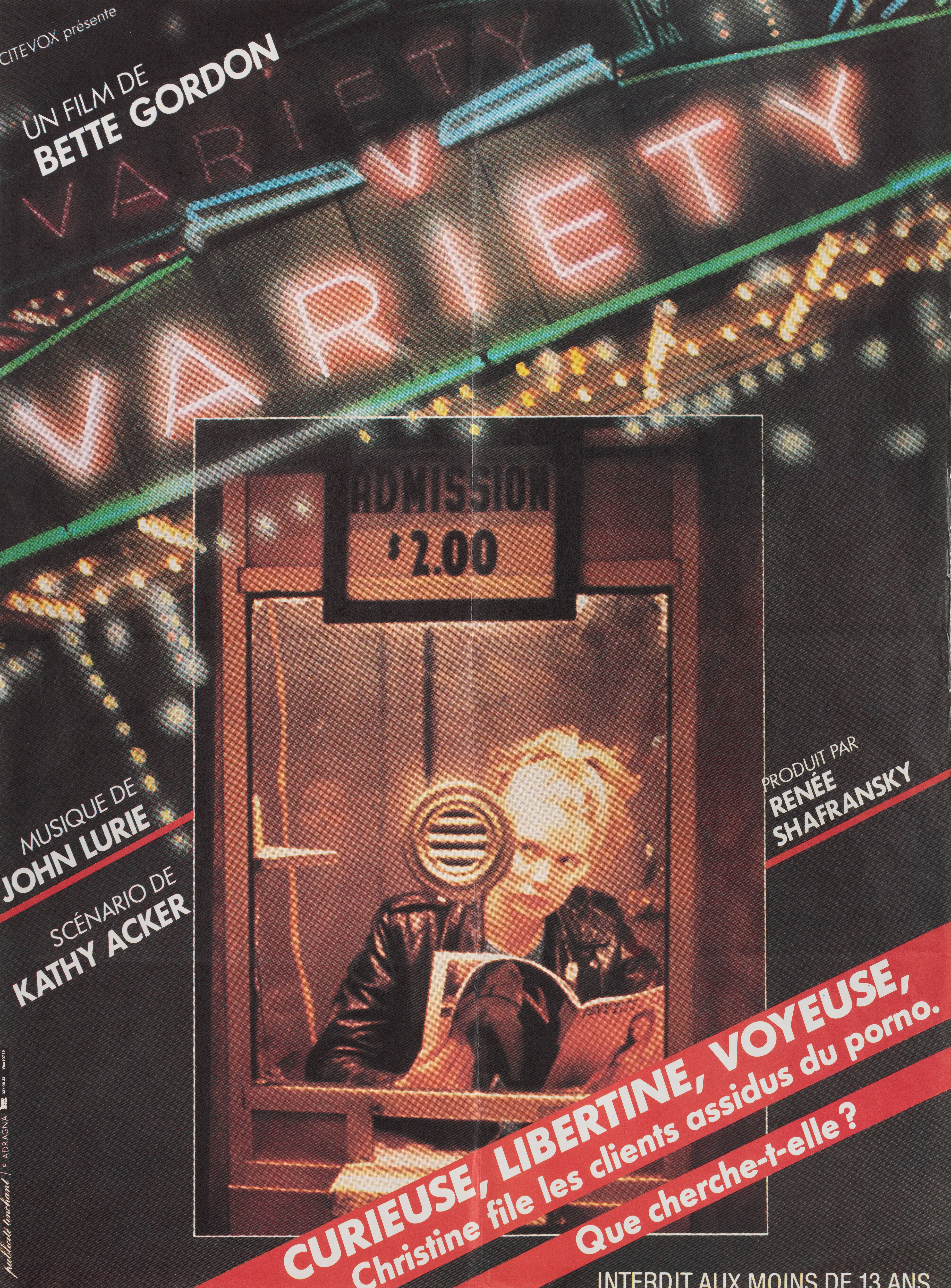 Варьете (Variety, 1983), режиссёр Бетт Гордон, французский постер к фильму, автор Нэн Голдин, 1983 год
