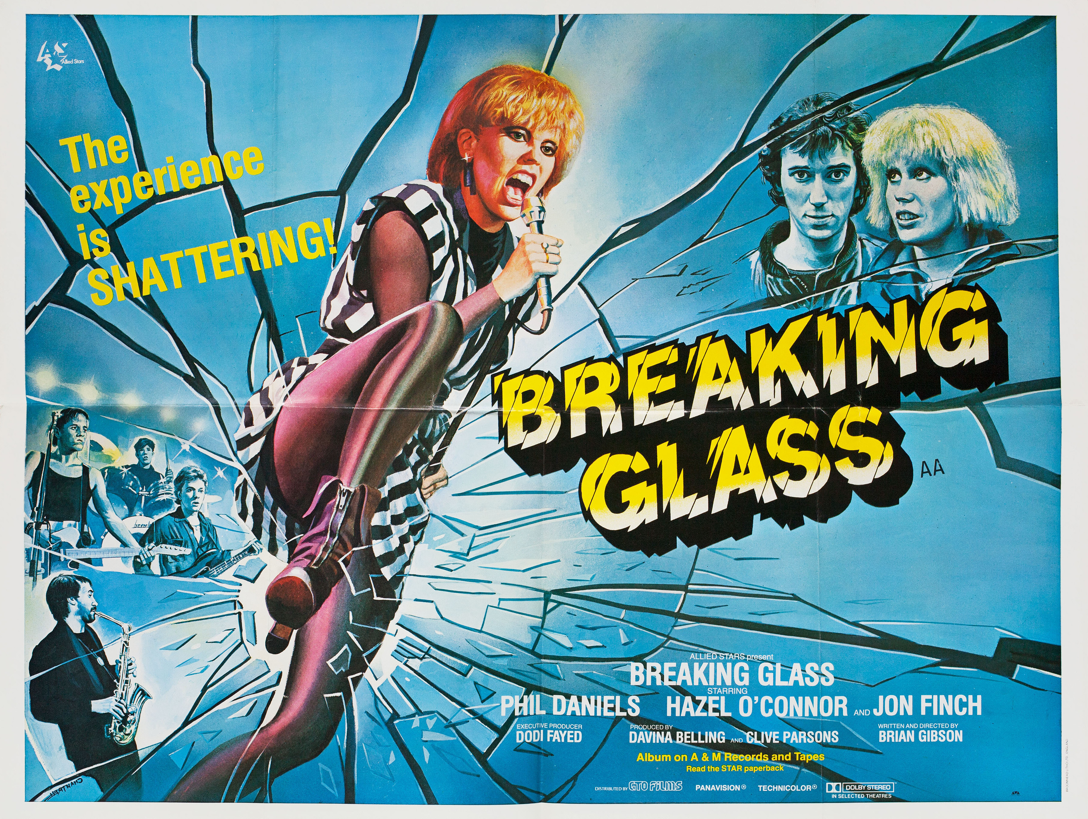 Битое стекло (Breaking Glass, 1980), режиссёр Брайан Гибсон, британский постер к фильму, автор Том Чантрелл, 1980 год