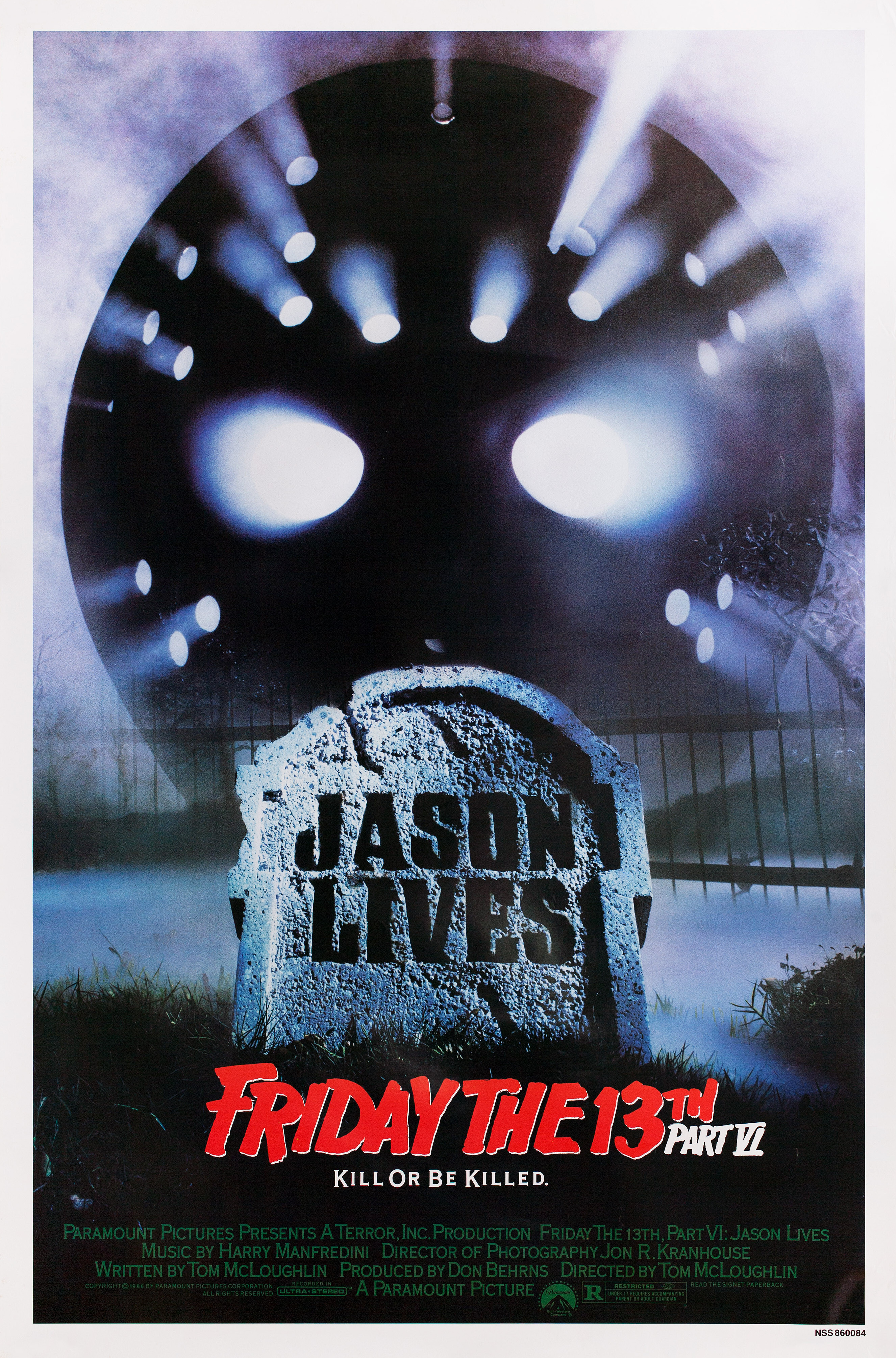 Пятница 13-е – Часть 6: Джейсон жив! (Friday the 13th Part VI: Jason Lives, 1986), режиссёр Том Маклафлин, американский постер к фильму, 1986 год