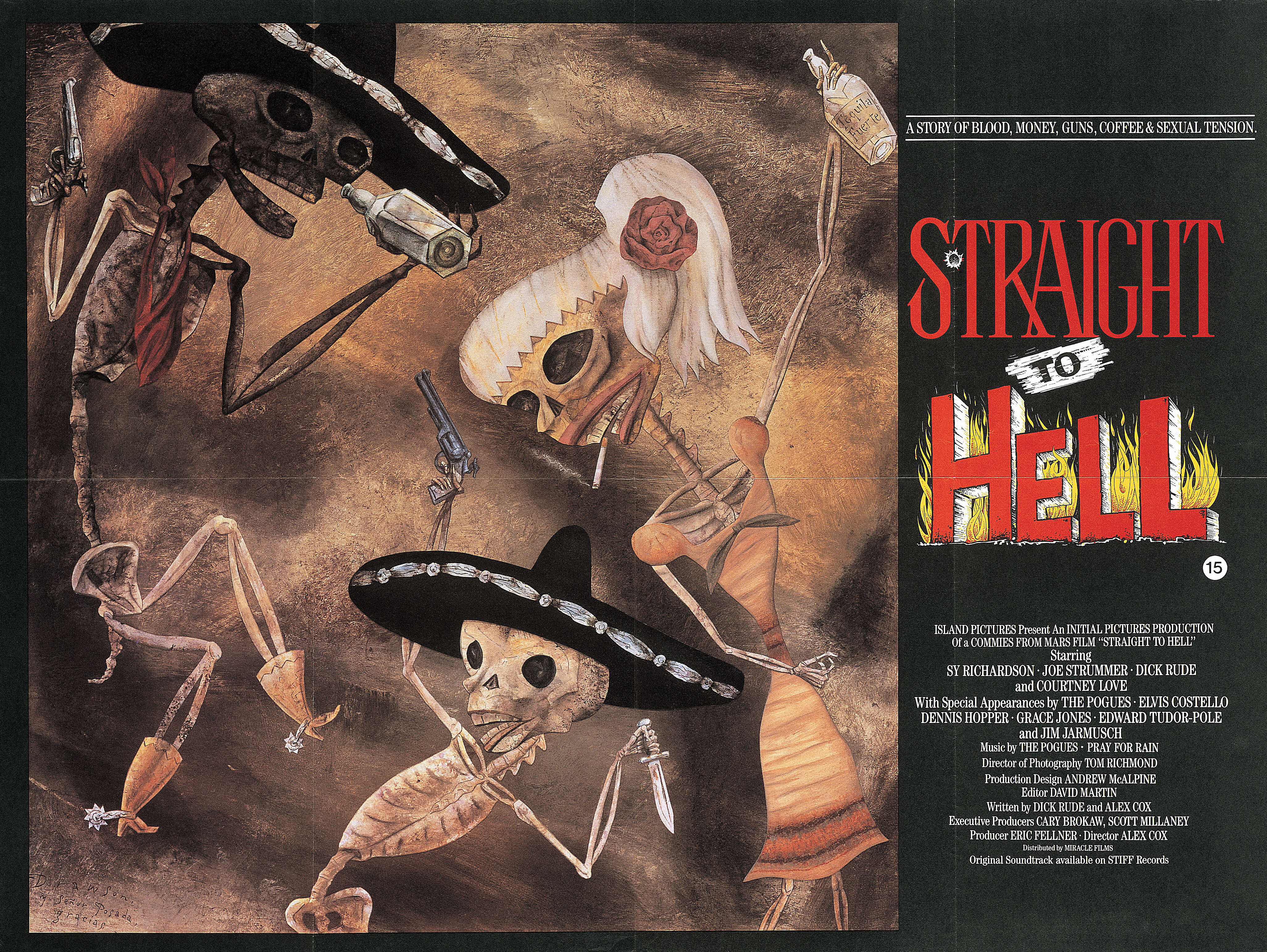 Прямо в ад (Straight to Hell, 1987), режиссёр Алекс Кокс, британский постер к фильму, 1988 год