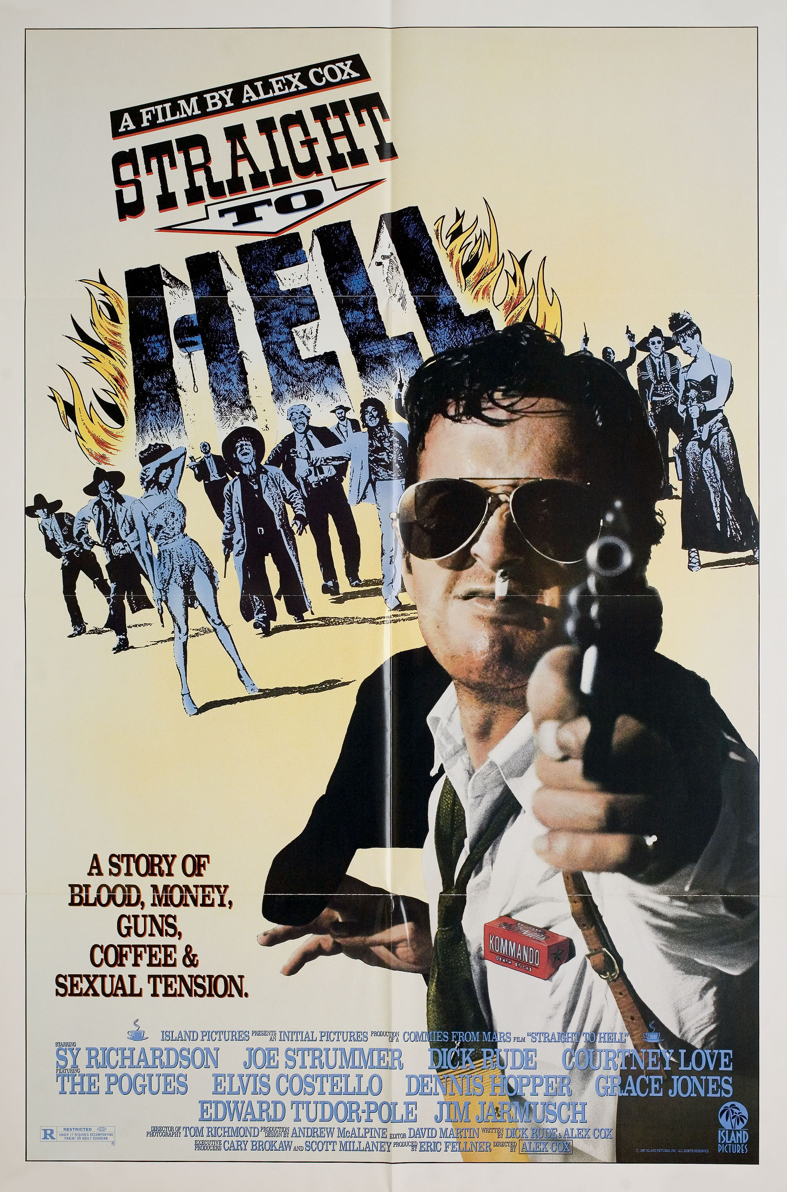 Прямо в ад (Straight to Hell, 1987), режиссёр Алекс Кокс, американский постер к фильму, 1987 год