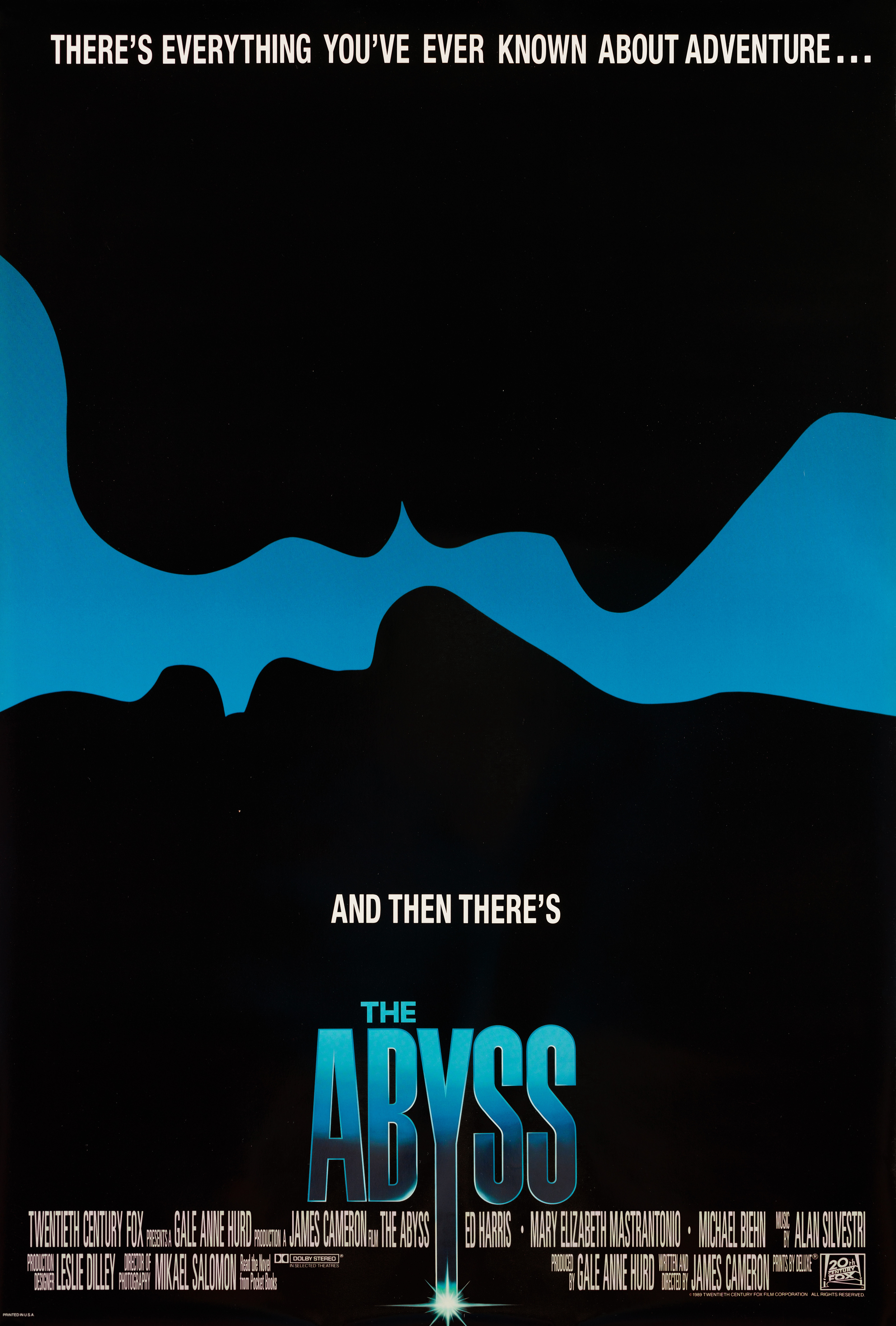 Бездна (The Abyss, 1989), режиссёр Джеймс Кэмерон, американский постер к фильму, 1989 год