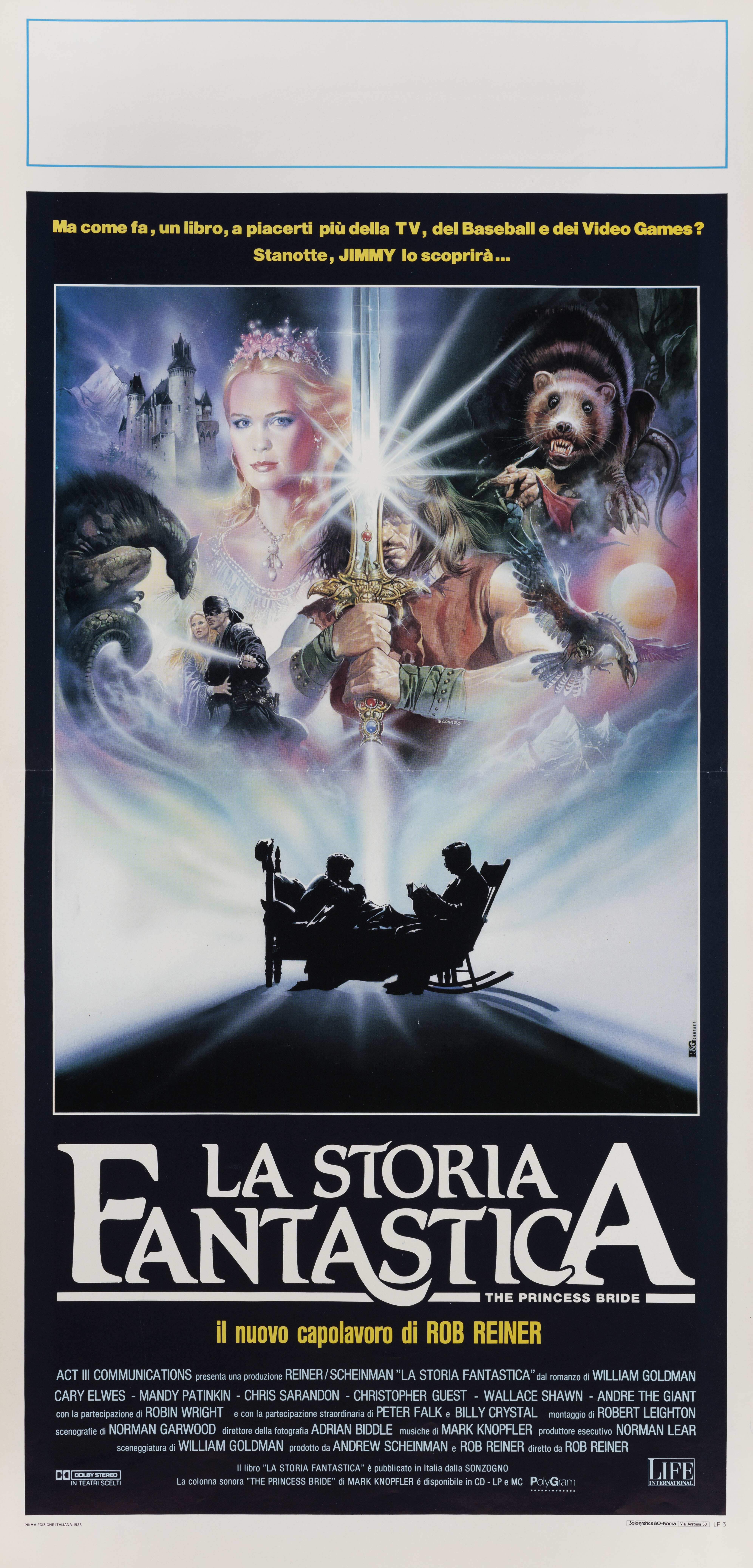 Принцесса-невеста (The Princess Bride, 1987), режиссёр Роб Райнер, итальянский постер к фильму, автор Ренато Касаро, 1988 год