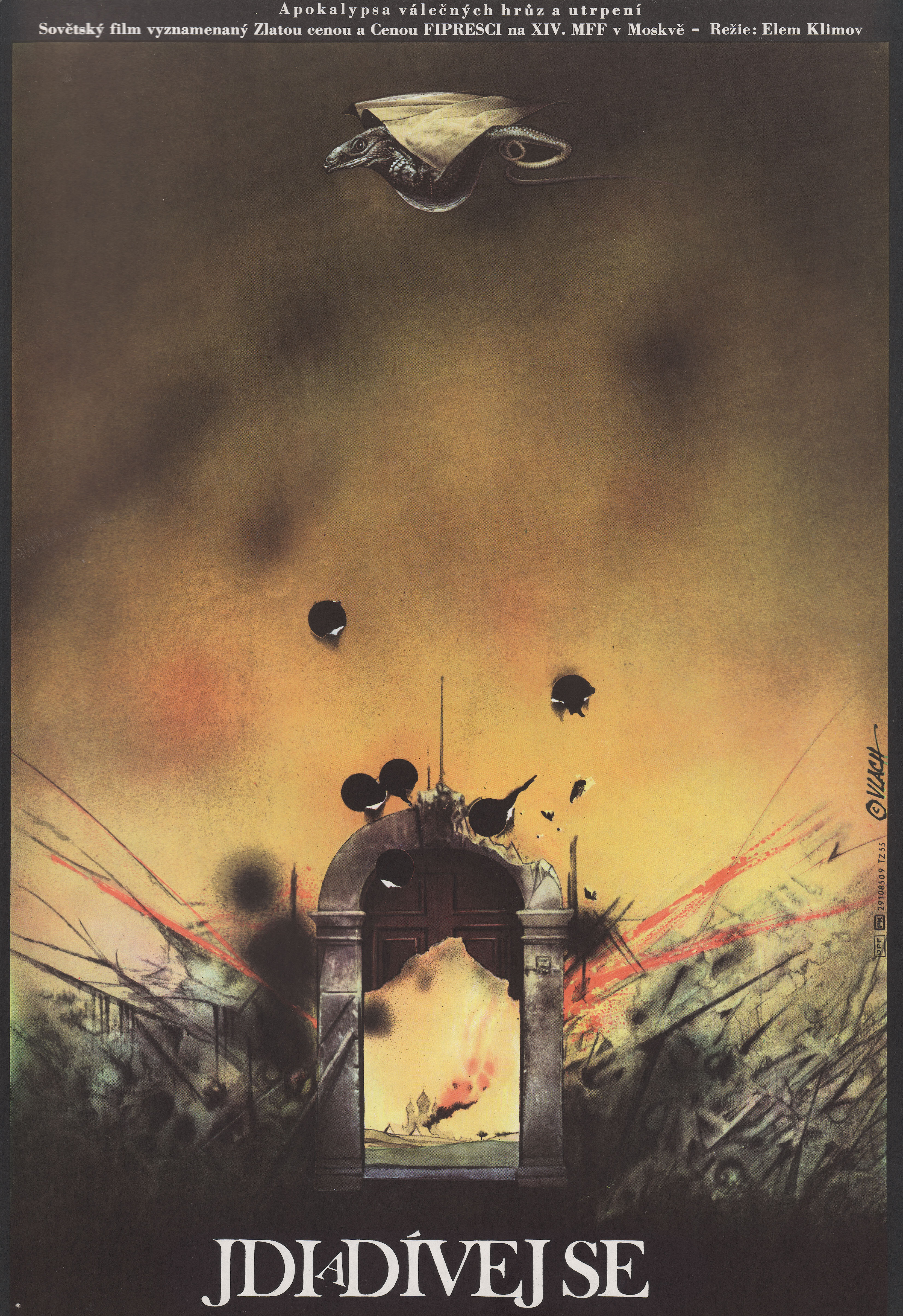Иди и смотри (Come and See, 1985), режиссёр Элем Климов, чехословацкий постер к фильму, автор Зденек Влах, 1985 год