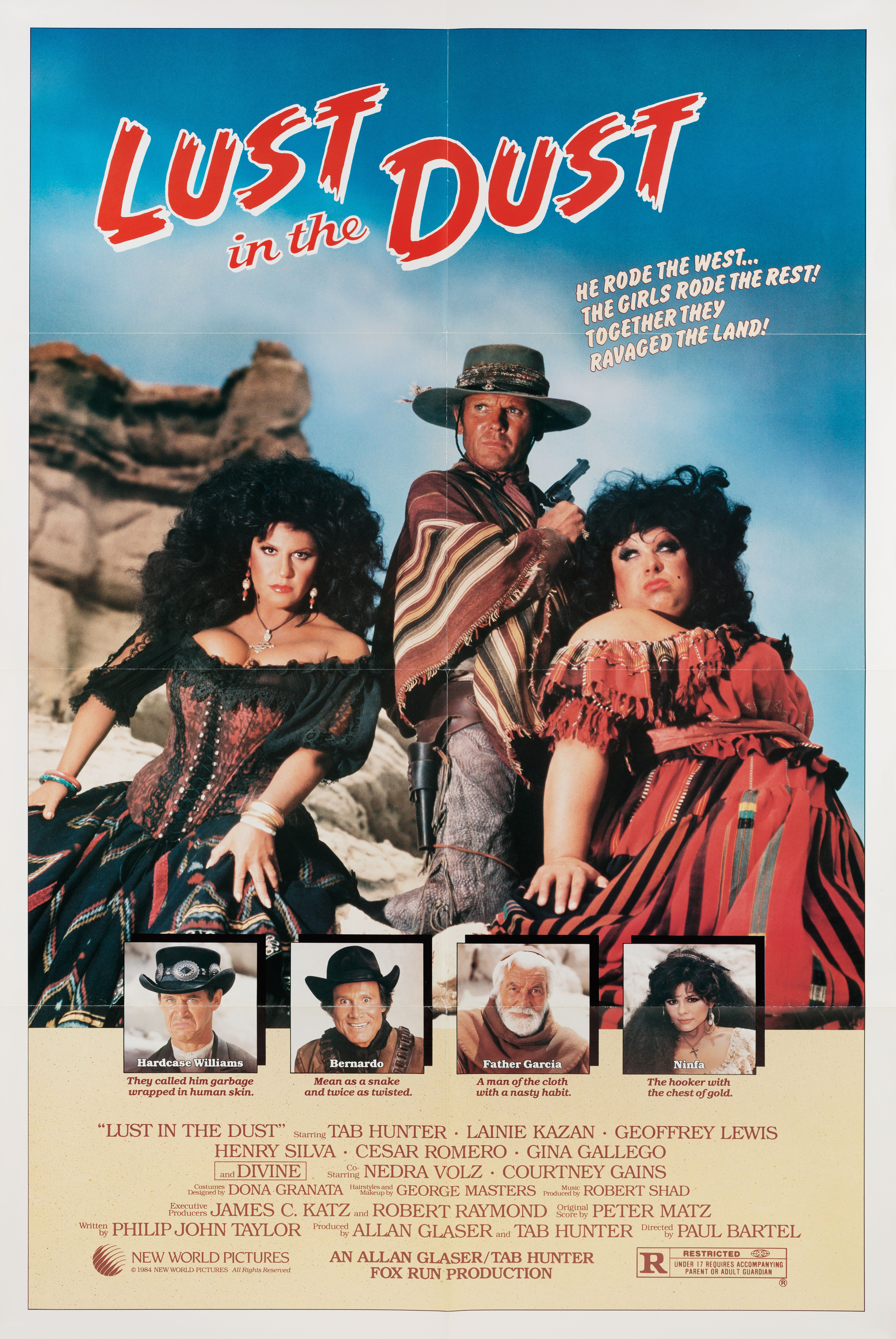 Страсть в пыли (Lust in the Dust, 1985), режиссёр Пол Бартел, американский постер к фильму, 1985 год