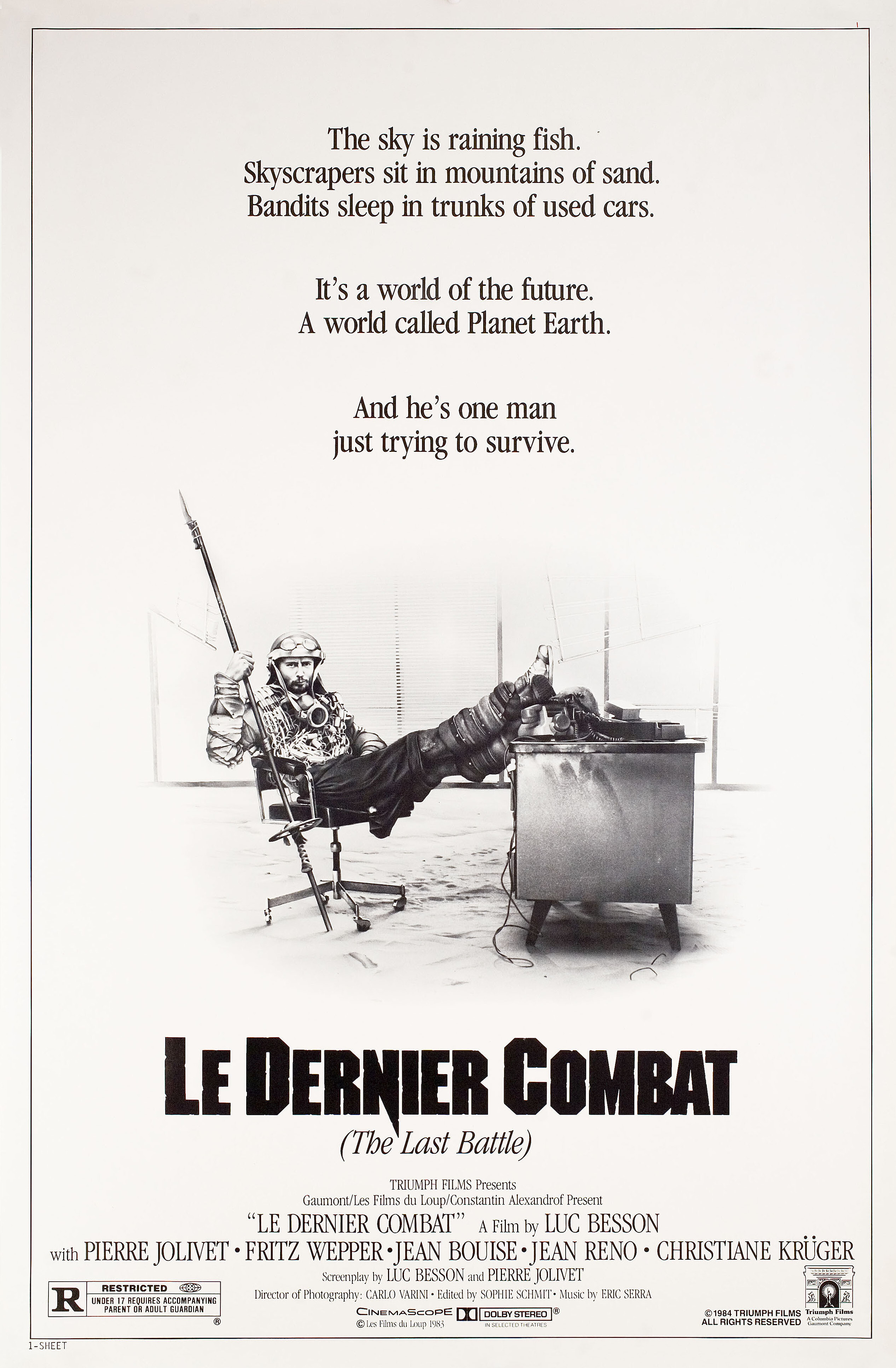 Последняя битва (The Last Battle, 1983), режиссёр Люк Бессон, американский постер к фильму, 1983 год