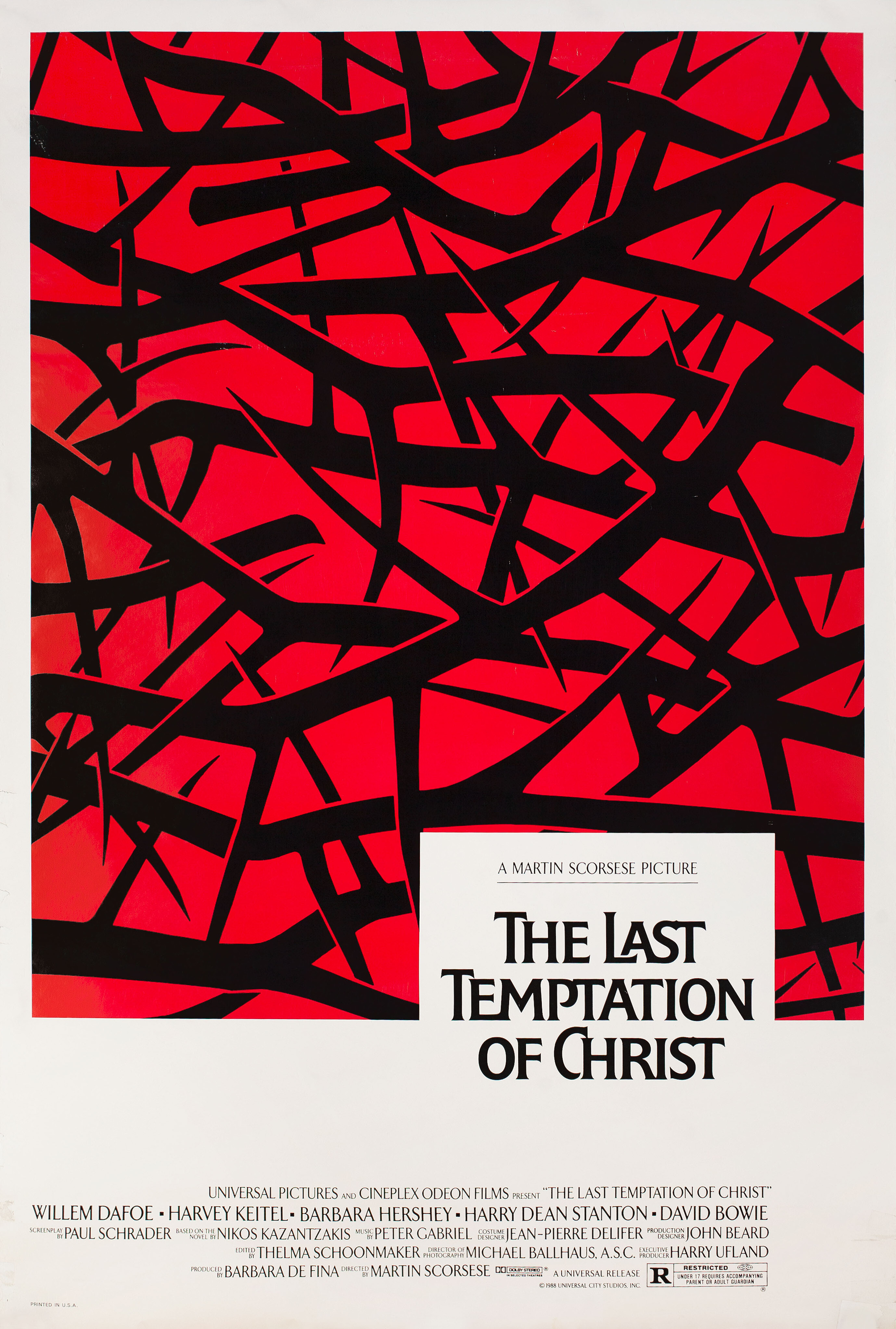Последнее искушение Христа (The Last Temptation of Christ, 1988), режиссёр Мартин Скорсезе, американский постер к фильму, автор Джо Карофф, 1988 год