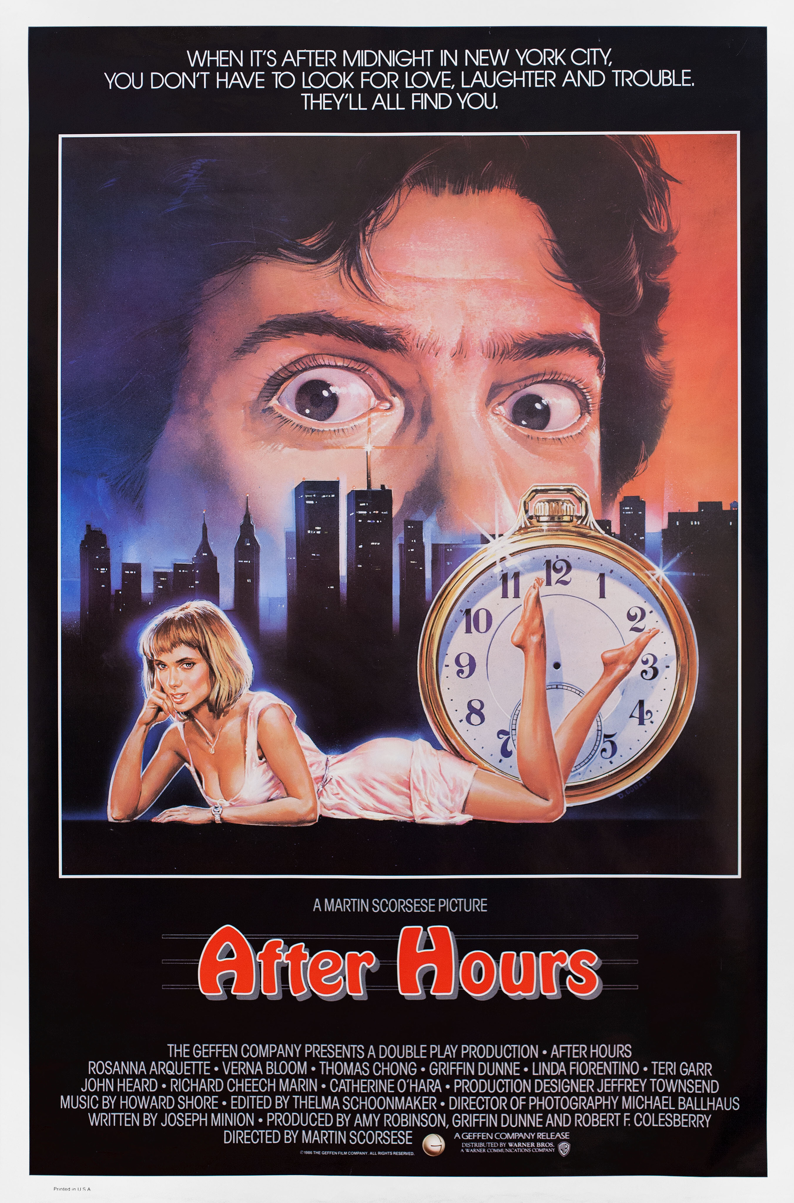После работы (After Hours, 1985), режиссёр Мартин Скорсезе, американский постер к фильму, автор Дэниел Гуз, 1986 год