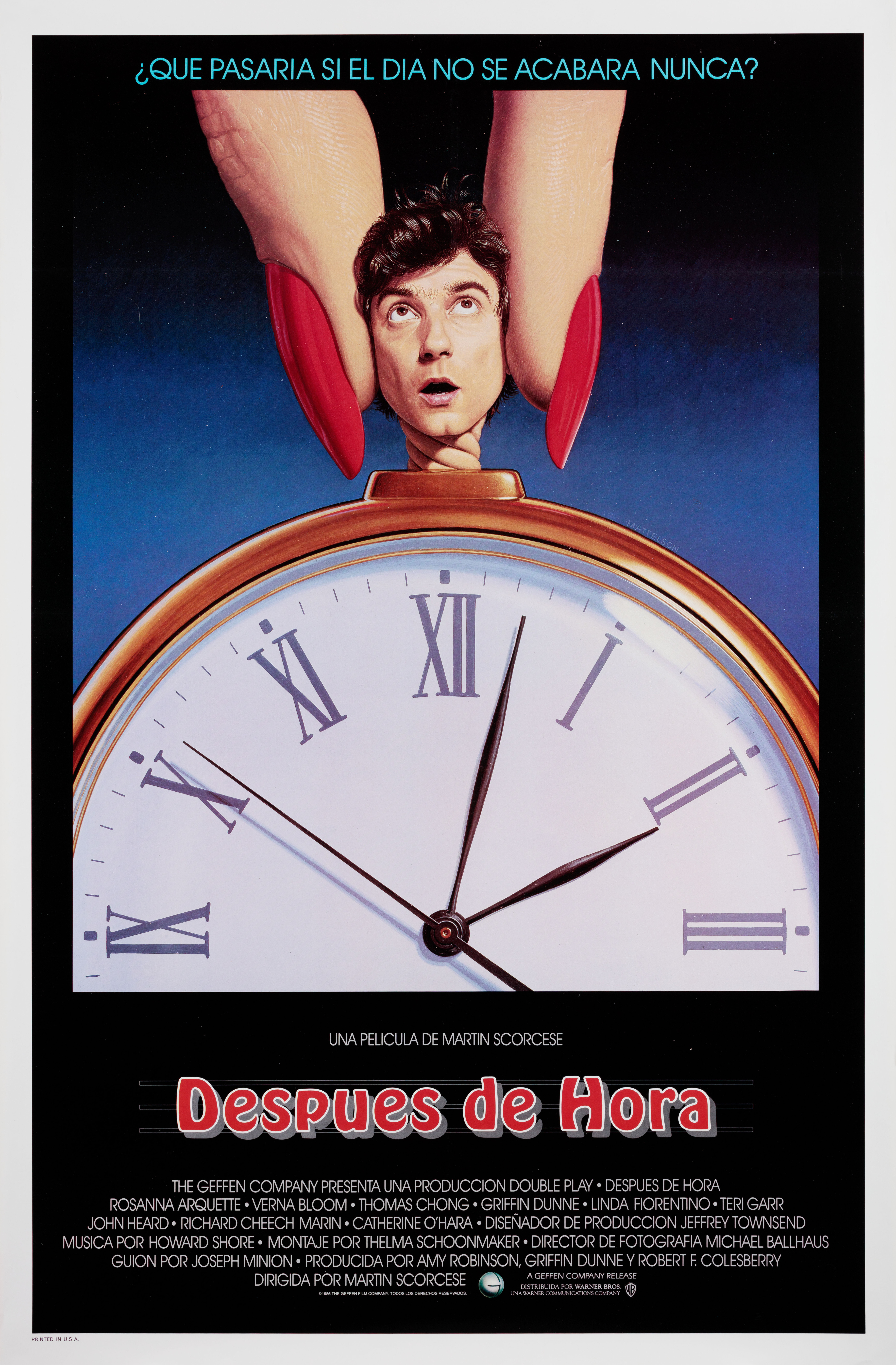 После работы (After Hours, 1985), режиссёр Мартин Скорсезе, американский постер к фильму, 1985 год
