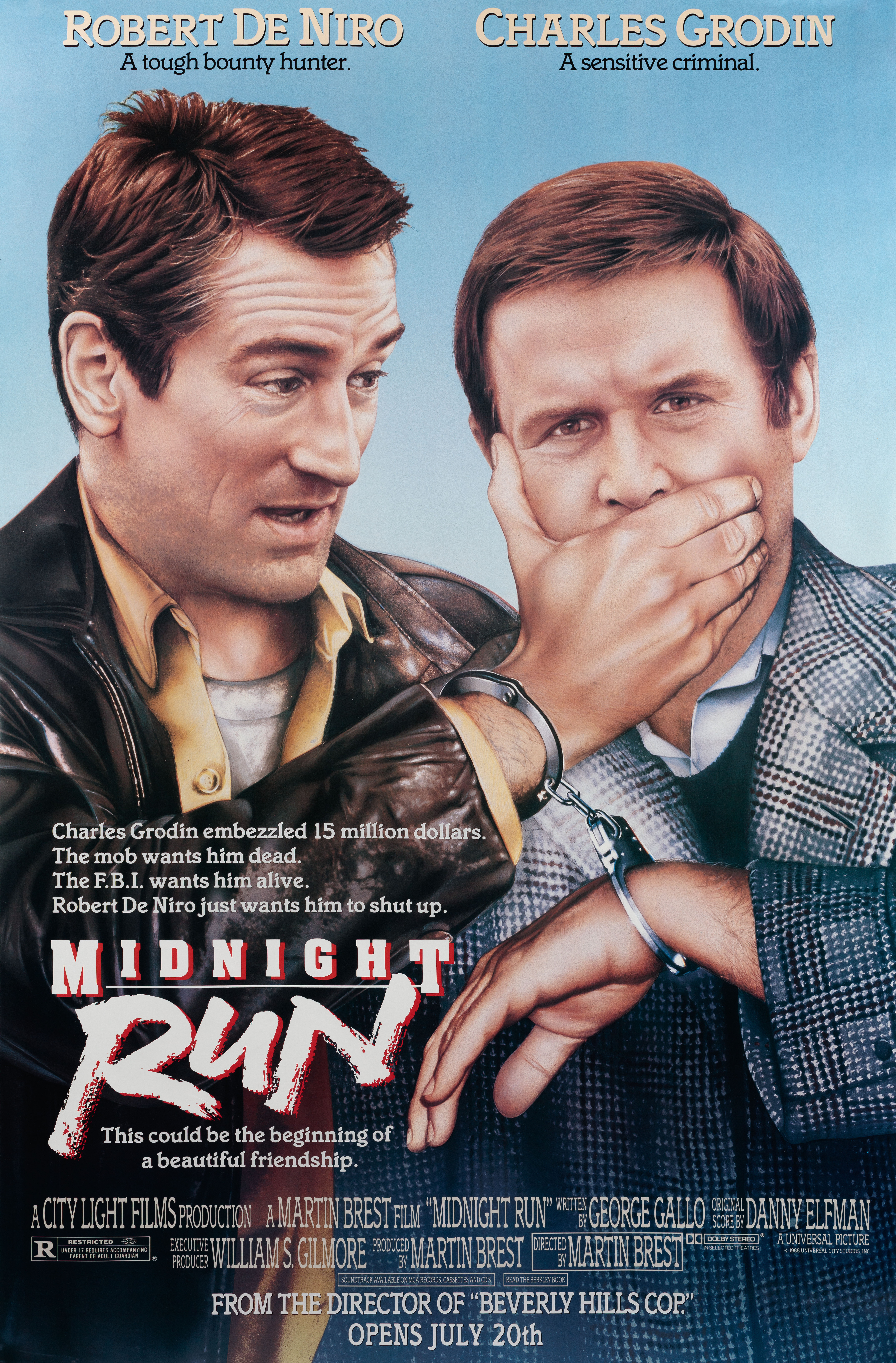 Успеть до полуночи (Midnight Run, 1988), режиссёр Мартин Брест, американский постер к фильму, 1988 год