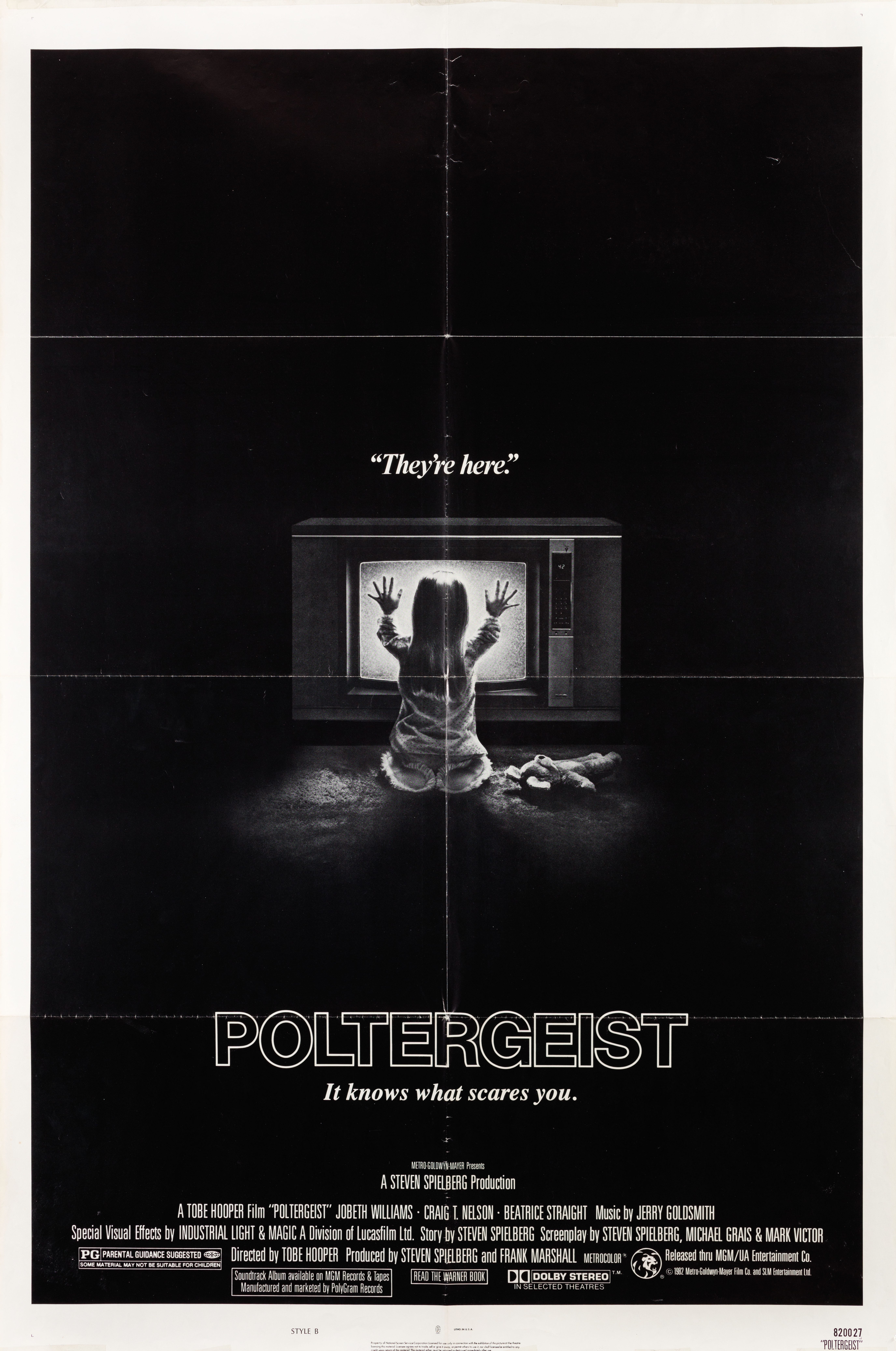 Полтергейст (Poltergeist, 1982), режиссёр Тоуб Хупер, американский постер к фильму, 1982 год