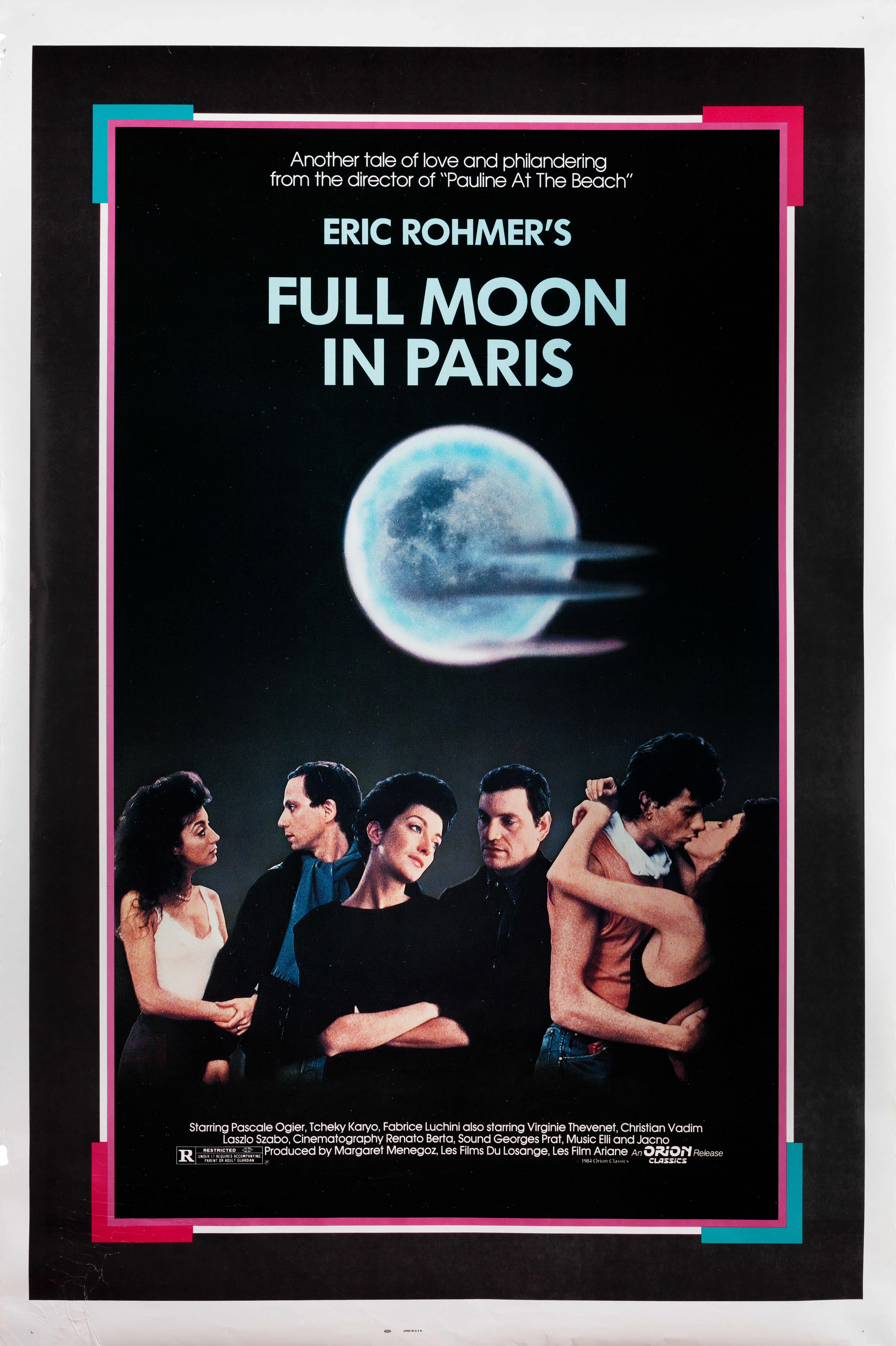 Ночи полнолуния (Full Moon in Paris, 1984), режиссёр Эрик Ромер, американский постер к фильму, 1984 год