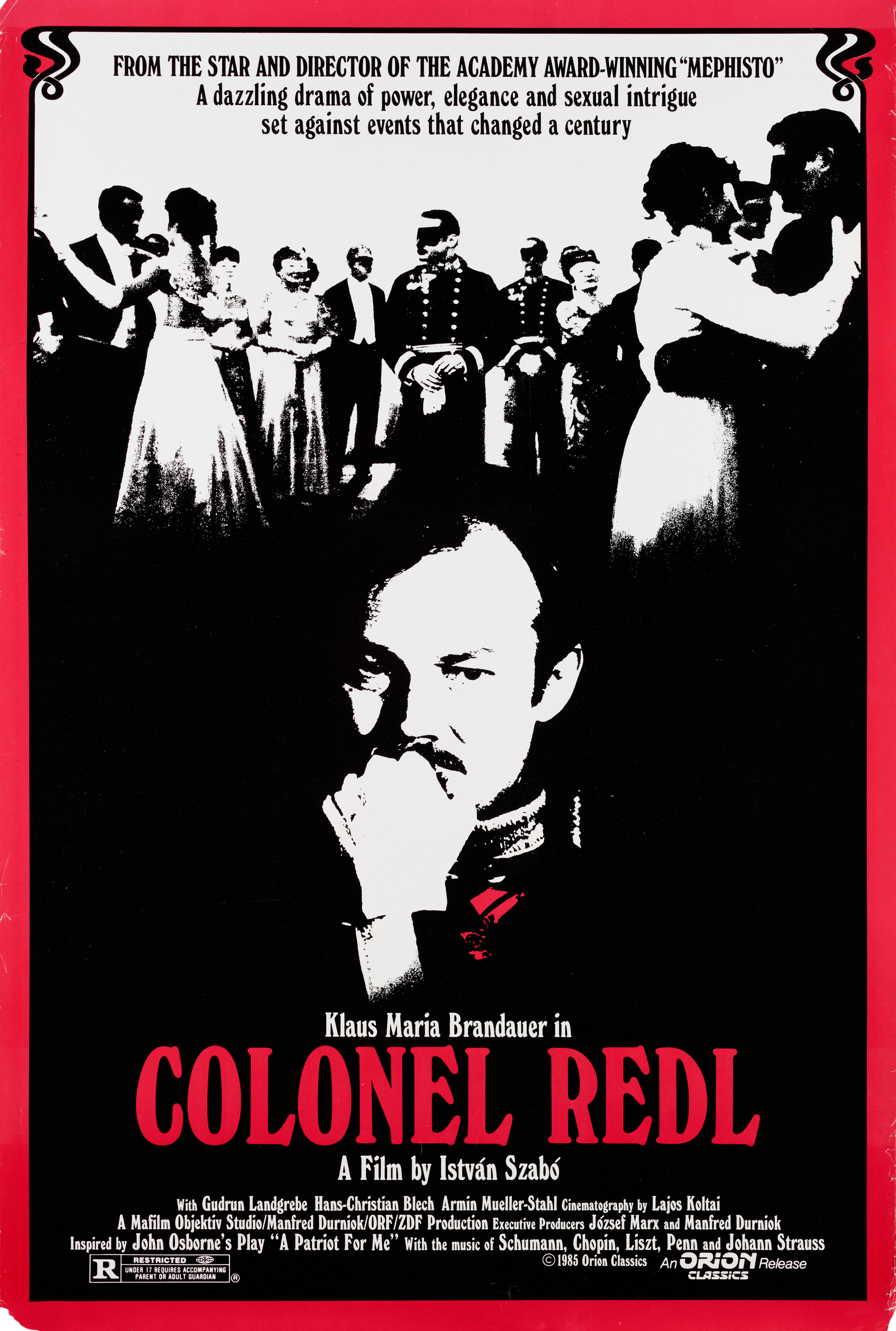 Полковник Редль (Colonel Redl, 1985), режиссёр Иштван Сабо, американский постер к фильму, 1985 год