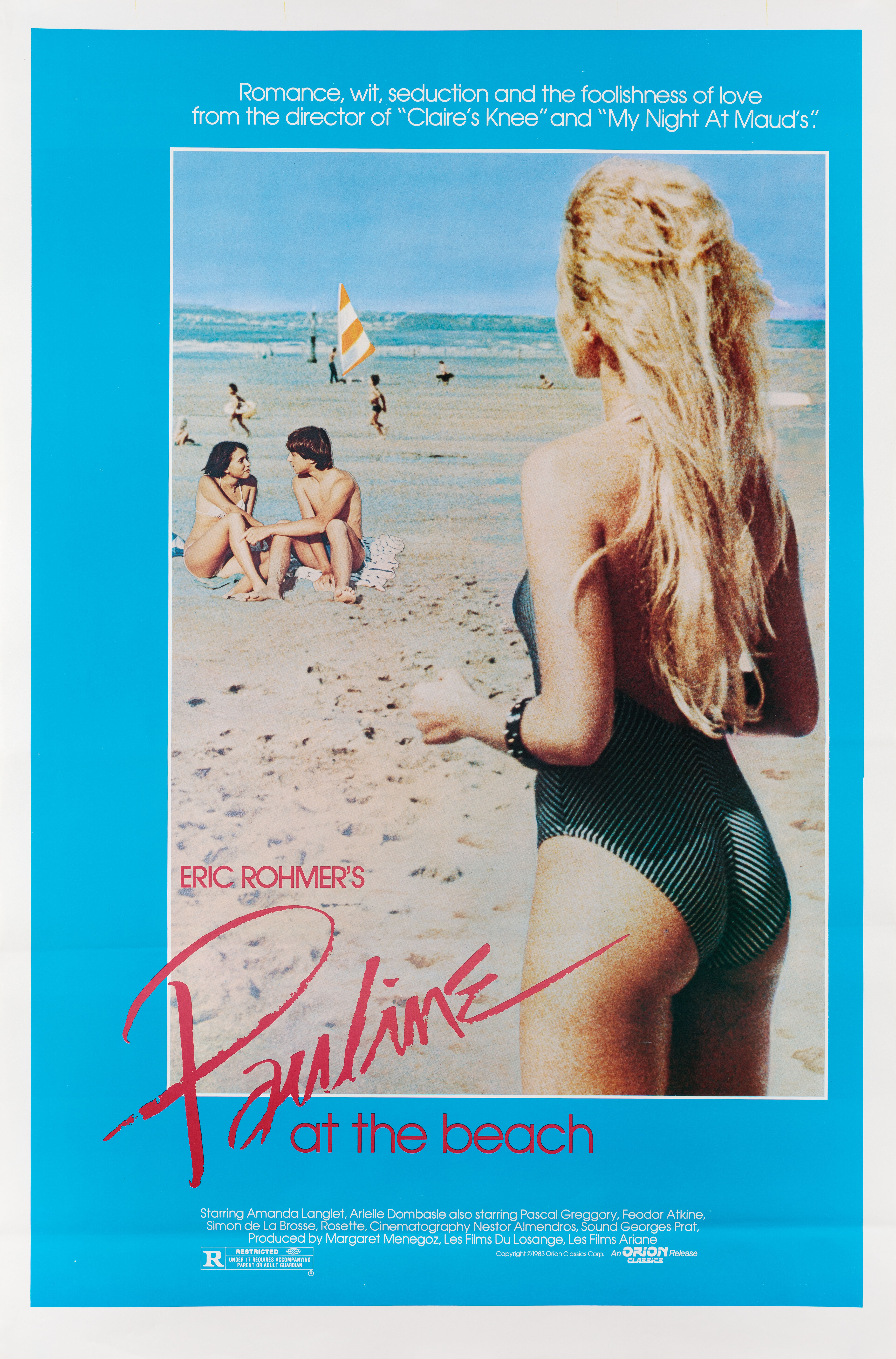 Полина на пляже (Pauline at the Beach, 1983), режиссёр Эрик Ромер, американский постер к фильму, 1983 год
