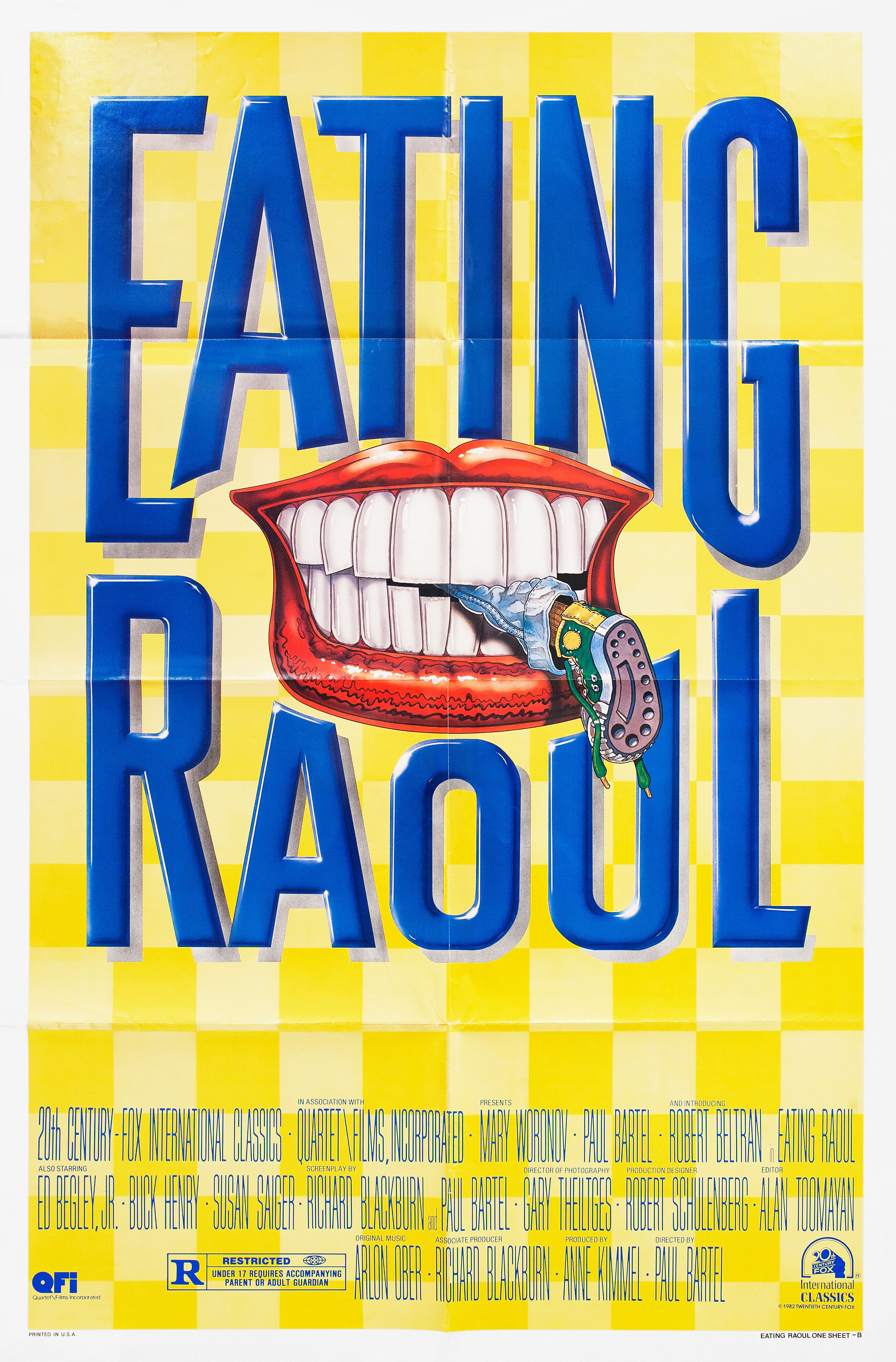 Поедая Рауля (Eating Raoul, 1982), режиссёр Пол Бартел, американский постер к фильму, 1982 год