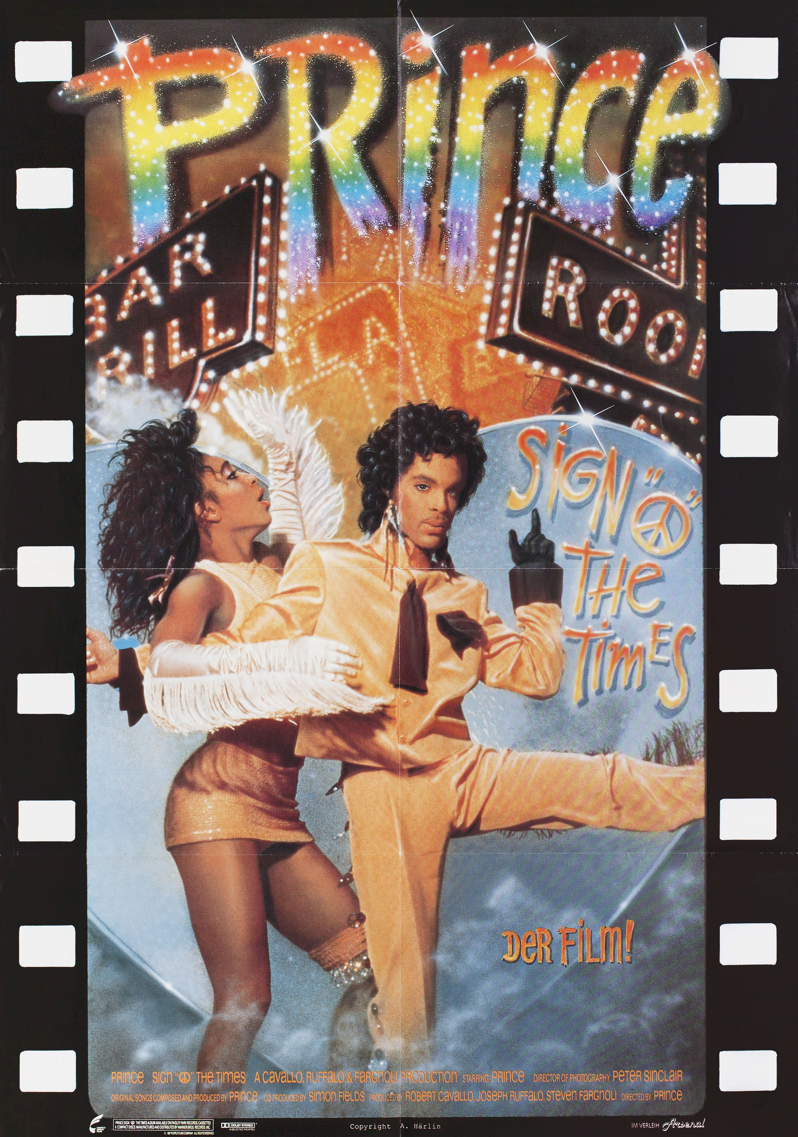 Знамение времён (Prince: Sign o' the Times, 1987), режиссёр Принс, немецкий (ФРГ) постер к фильму, 1987 год