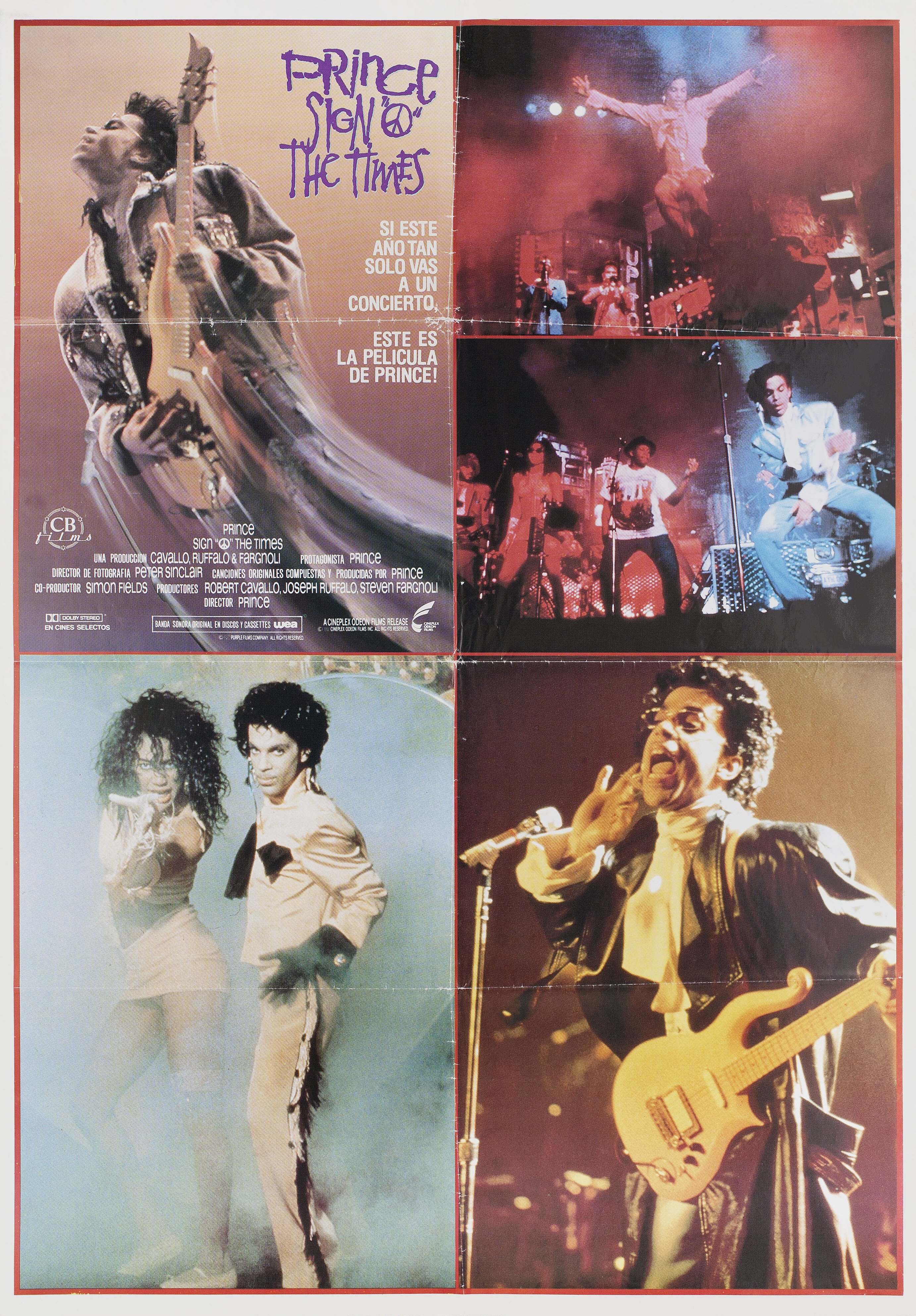 Знамение времён (Prince: Sign o' the Times, 1987), режиссёр Принс, испанский постер к фильму, 1987 год