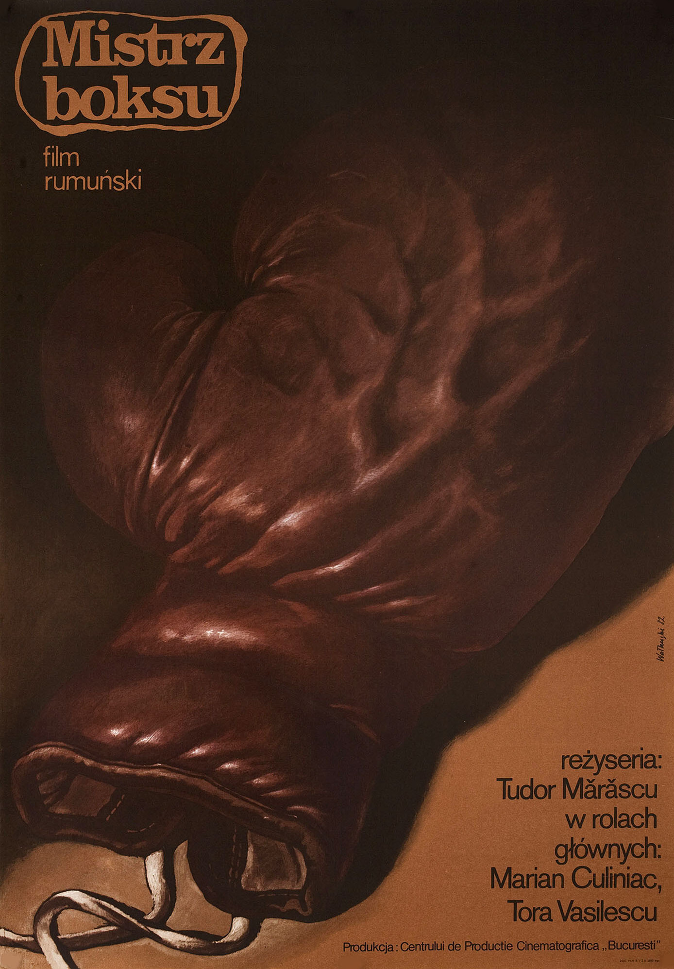 Победитель (The Winner, 1981), режиссёр Тудор Марашку, польский постер к фильму, автор Вислав Валкуски, 1982 год