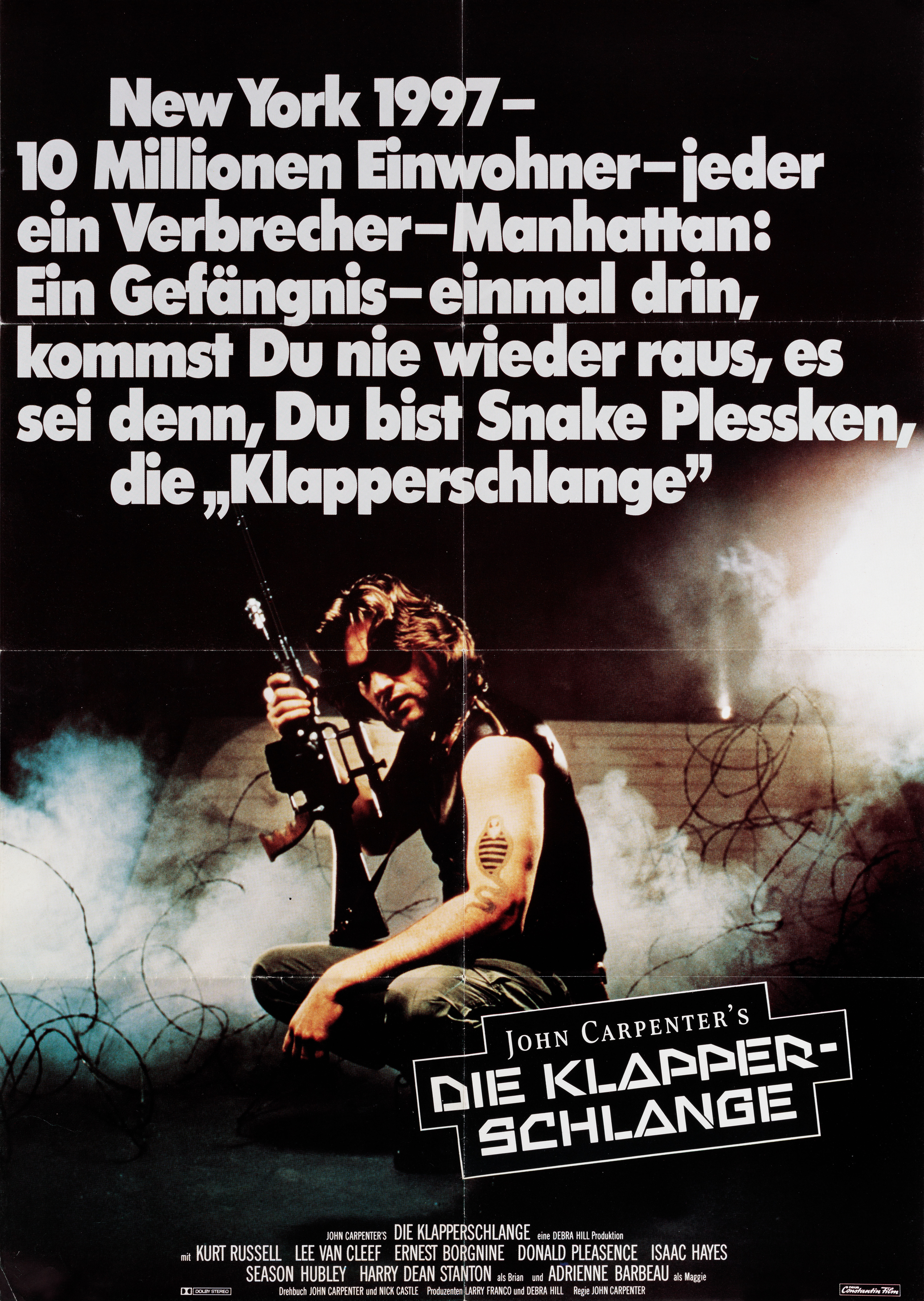Побег из Нью-Йорка (Escape from New York, 1981), режиссёр Джон Карпентер, немецкий (ФРГ) постер к фильму, 1981 год