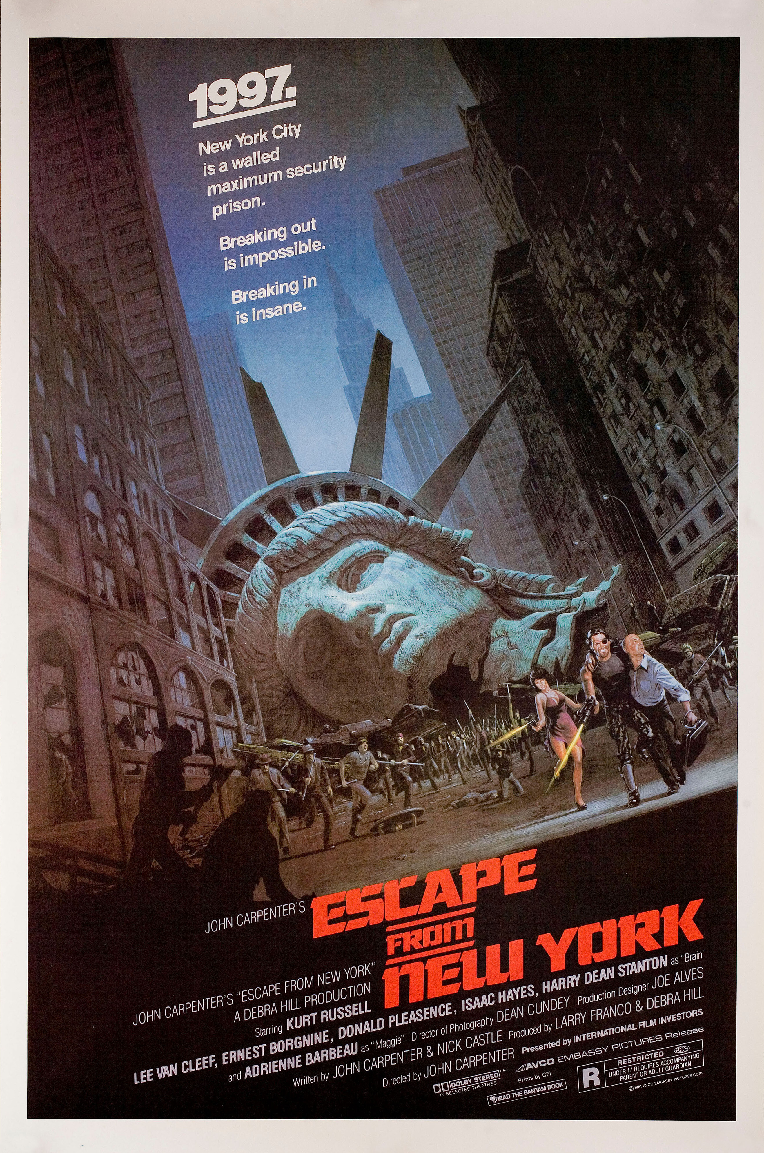 Побег из Нью-Йорка (Escape from New York, 1981), режиссёр Джон Карпентер, американский постер к фильму, автор Барри Э. Джексон, 1981 год