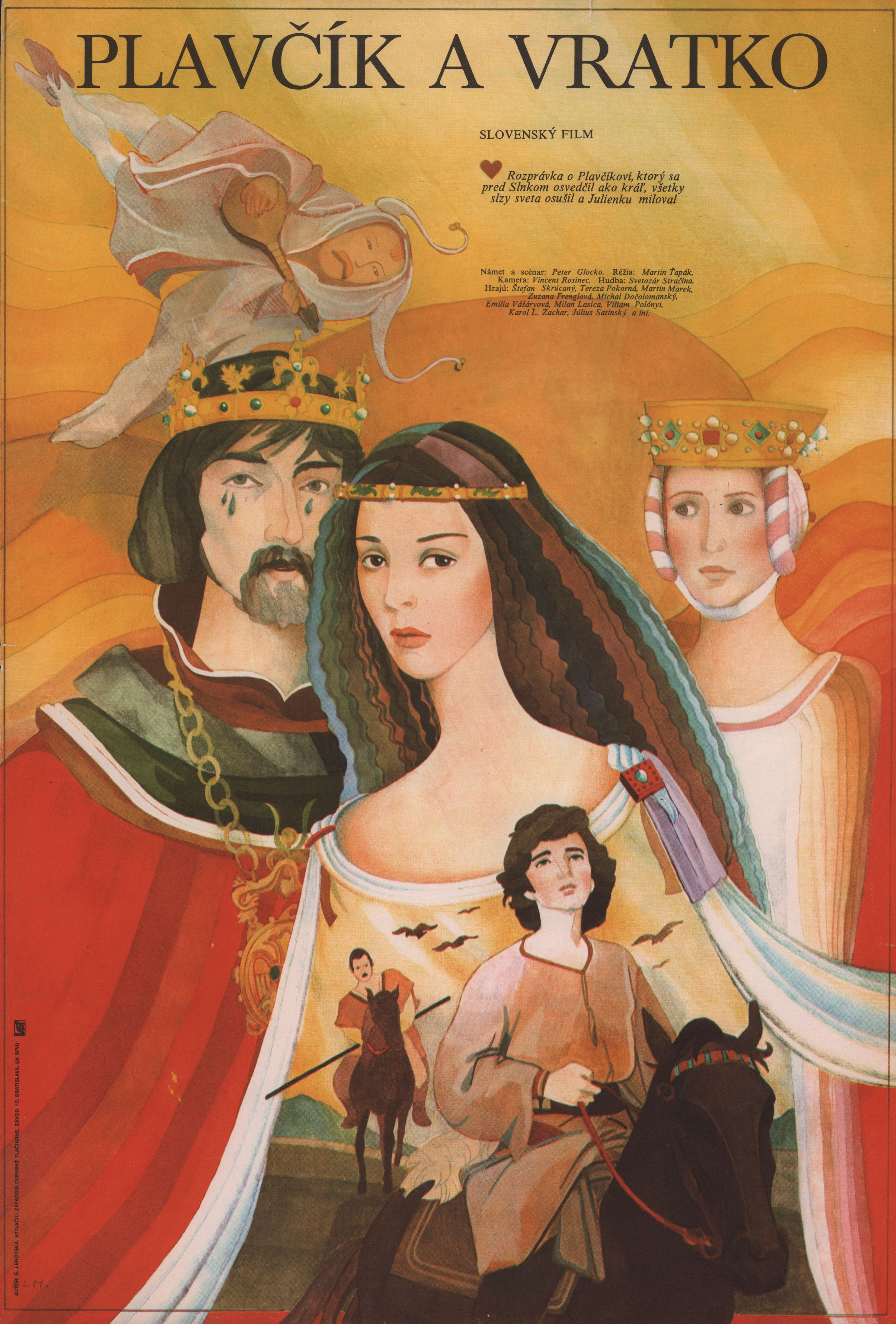 Три золотых волоса (Plavcik a Vratko, 1982), режиссёр Мартин Тапак, словацкий постер к фильму, автор Евгения Легоцкая, 1982 год