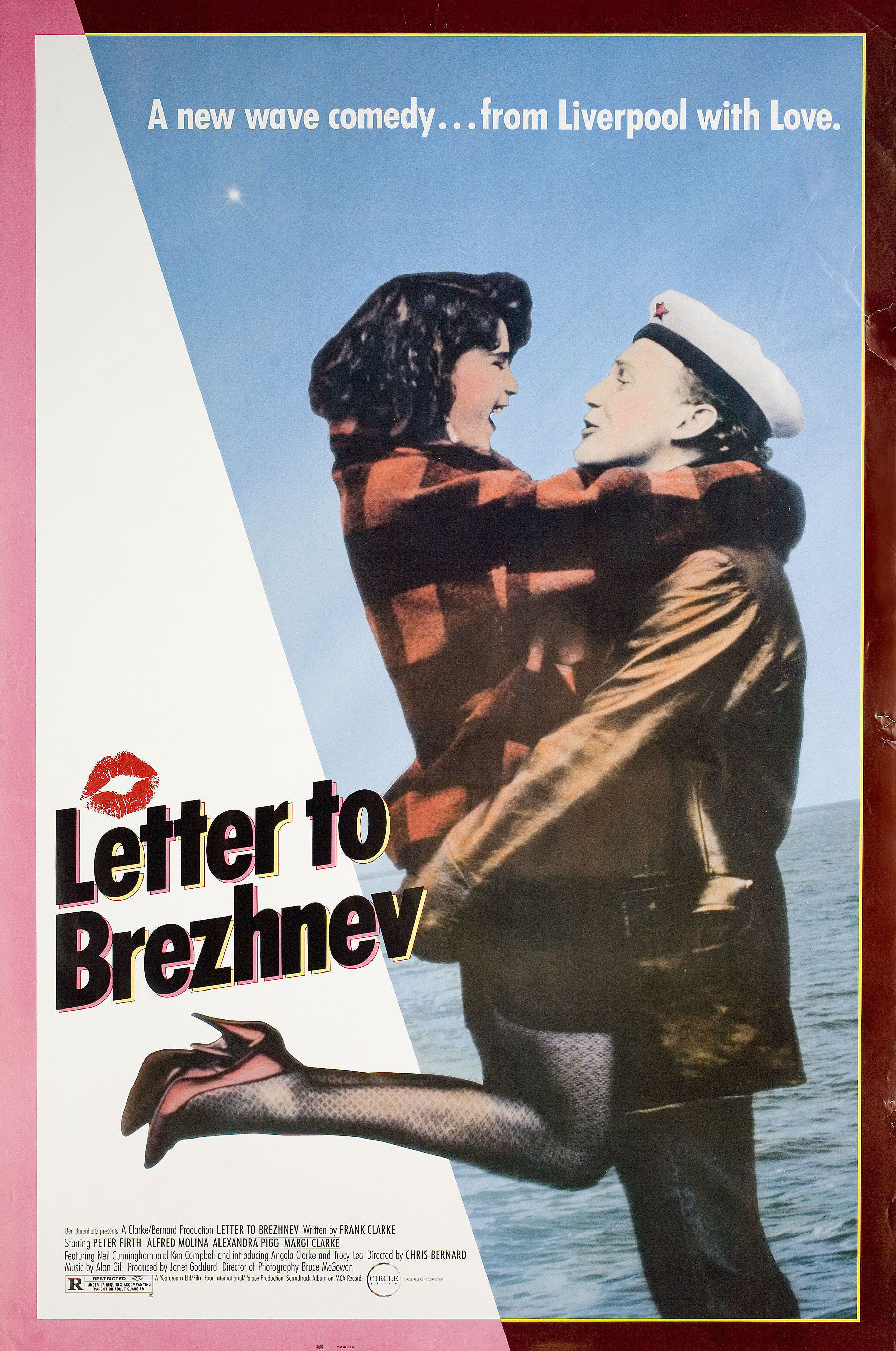 Письмо Брежневу (Letter to Brezhnev, 1985), режиссёр Крис Бернард, американский постер к фильму, 1984 год