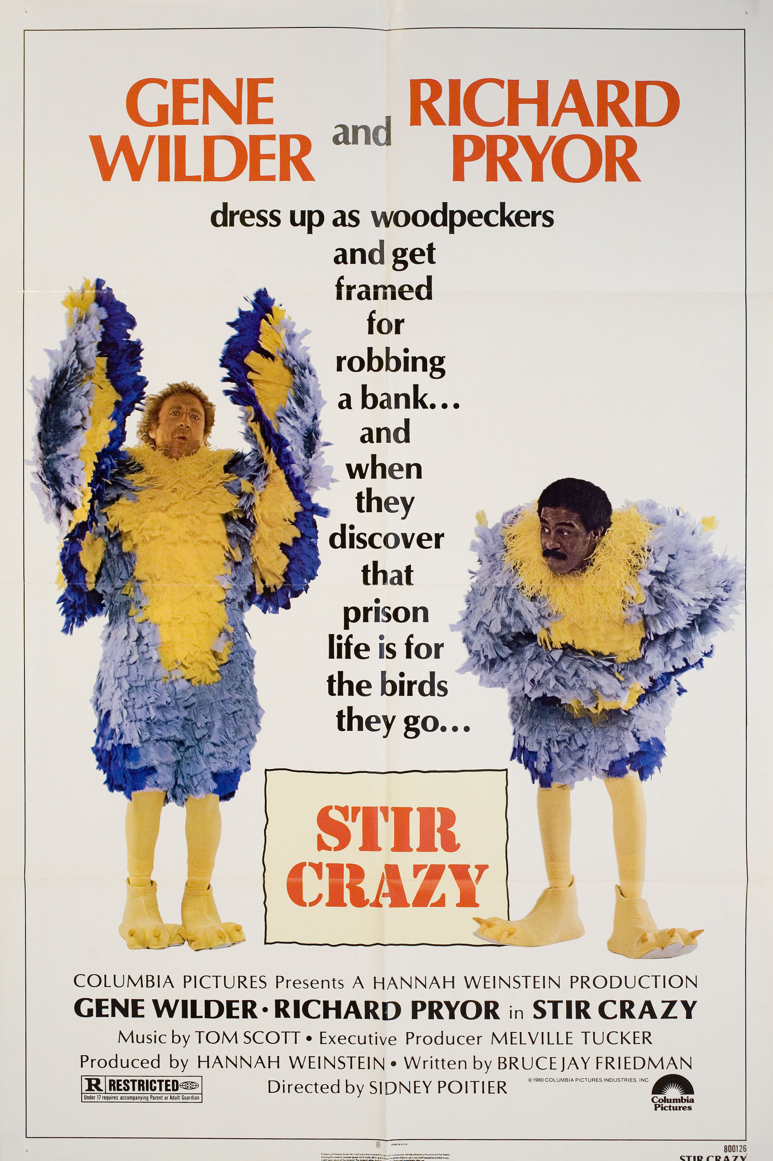 Буйнопомешанные (Stir Crazy, 1980), режиссёр Сидни Пуатье, американский постер к фильму, 1980 год