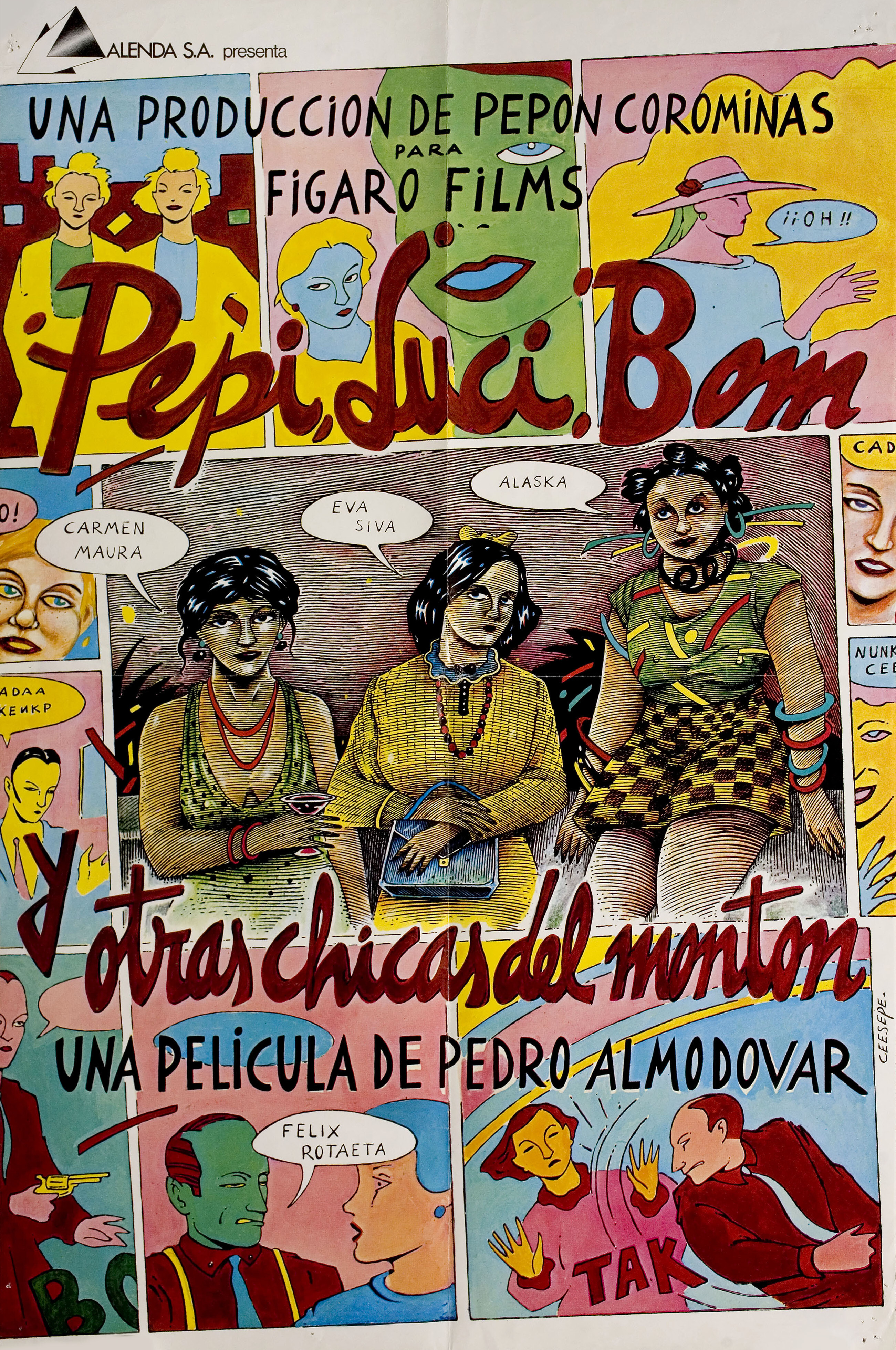 Пепи, Люси, Бом и остальные девушки (Pepi, Luci, Bom and Other Girls Like Mom, 1980), режиссёр Педро Альмодовар, испанский постер к фильму, автор Чезепе, 1980 год