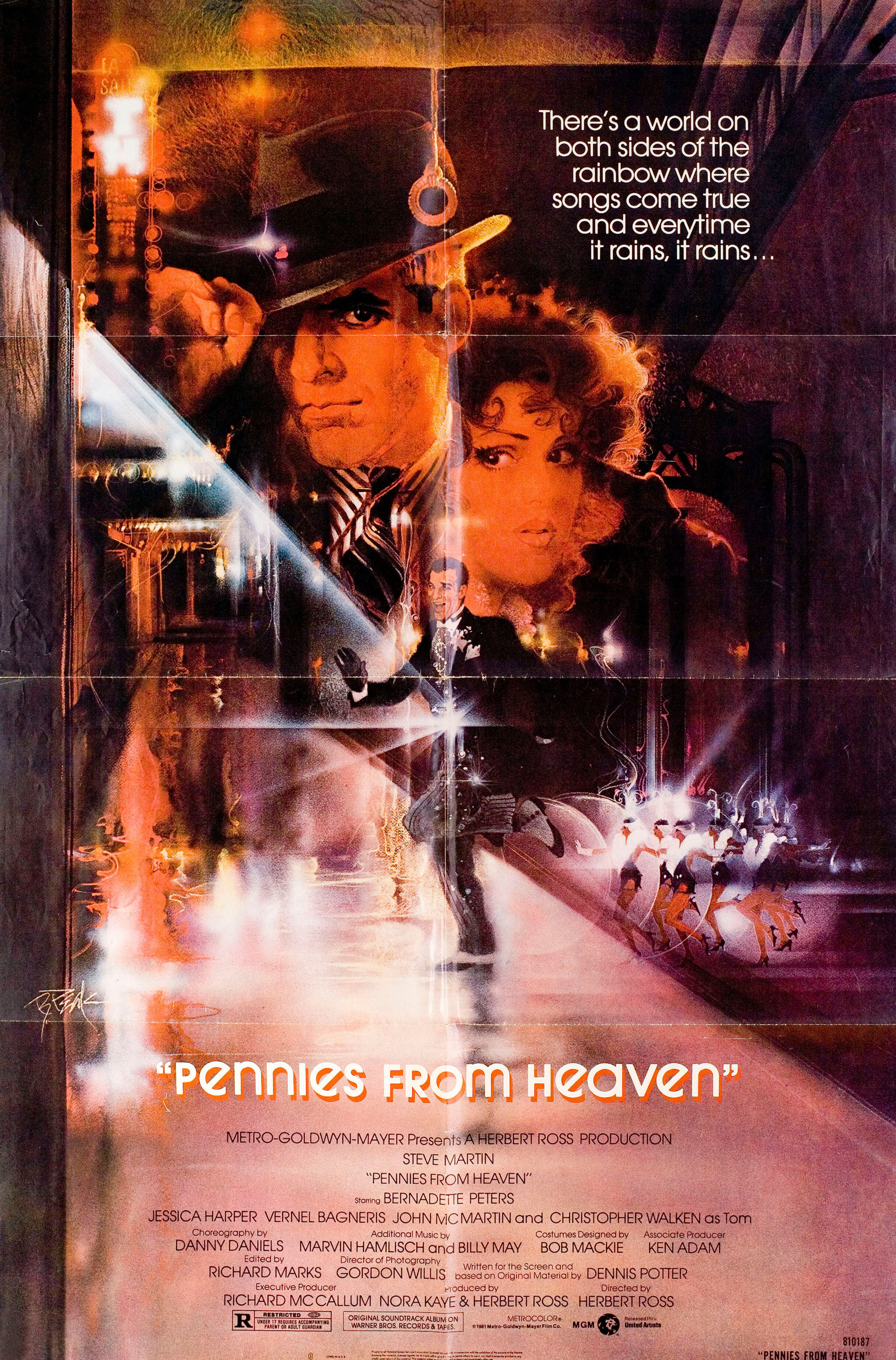 Гроши с неба (Pennies from Heaven, 1981), режиссёр Герберт Росс, американский постер к фильму, автор Боб Пик, 1981 год