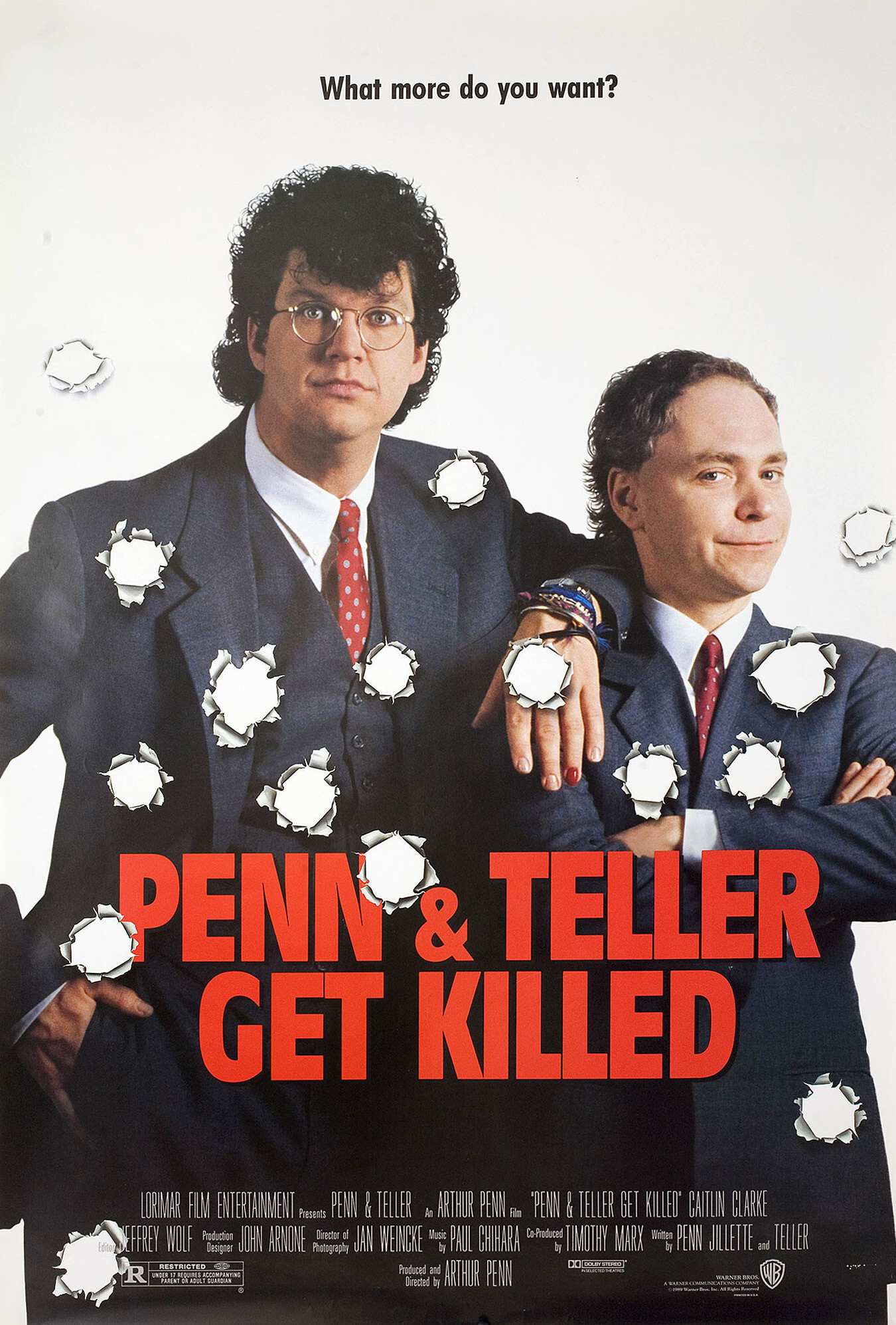 Пенн и Теллер убиты (Penn & Teller Get Killed, 1989), режиссёр Артур Пенн, американский постер к фильму, 1990 год