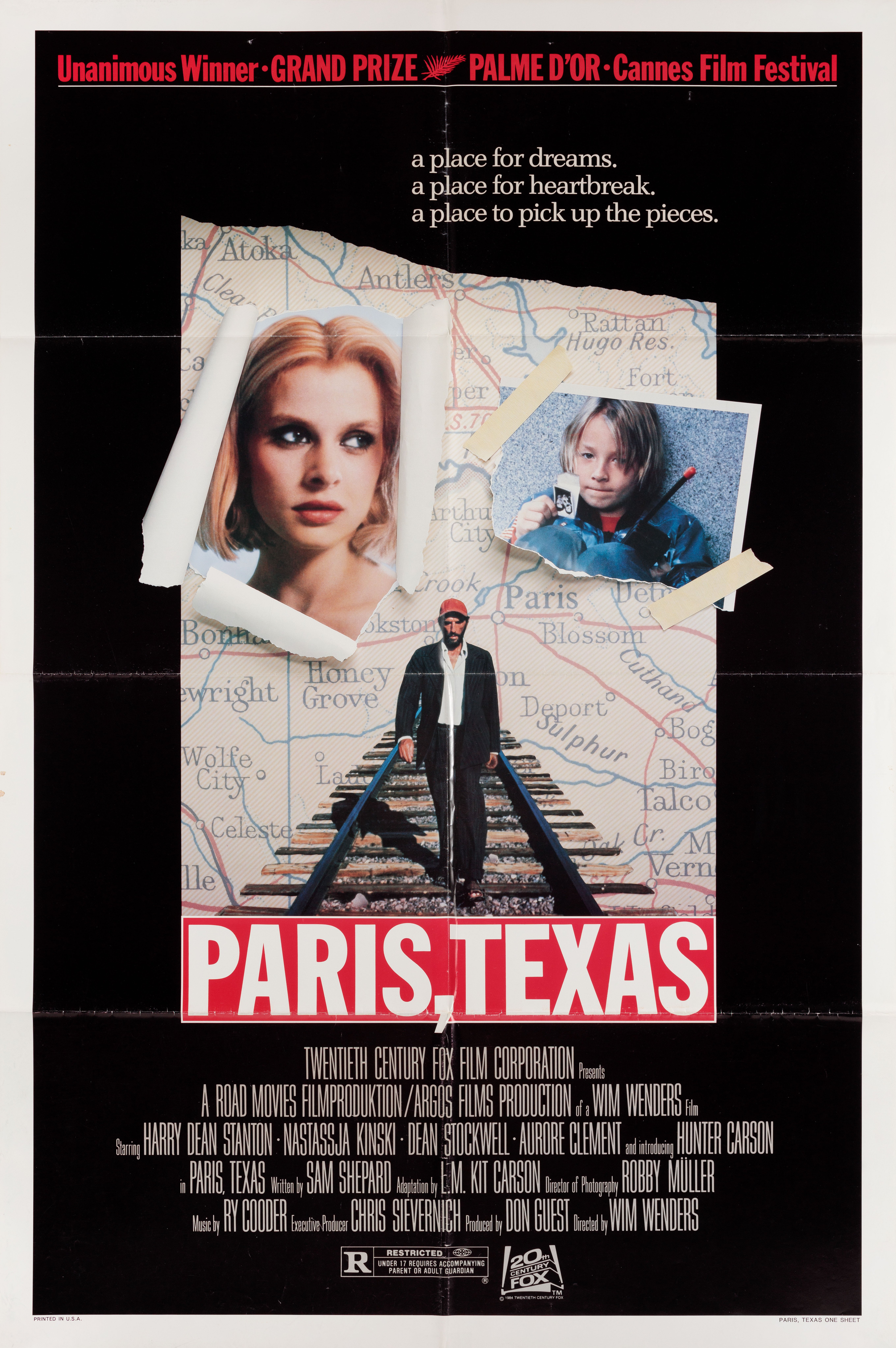 Париж, Техас (Paris, Texas, 1984), режиссёр Вим Вендерс, американский постер к фильму, автор Роб Биро, 1985 год
