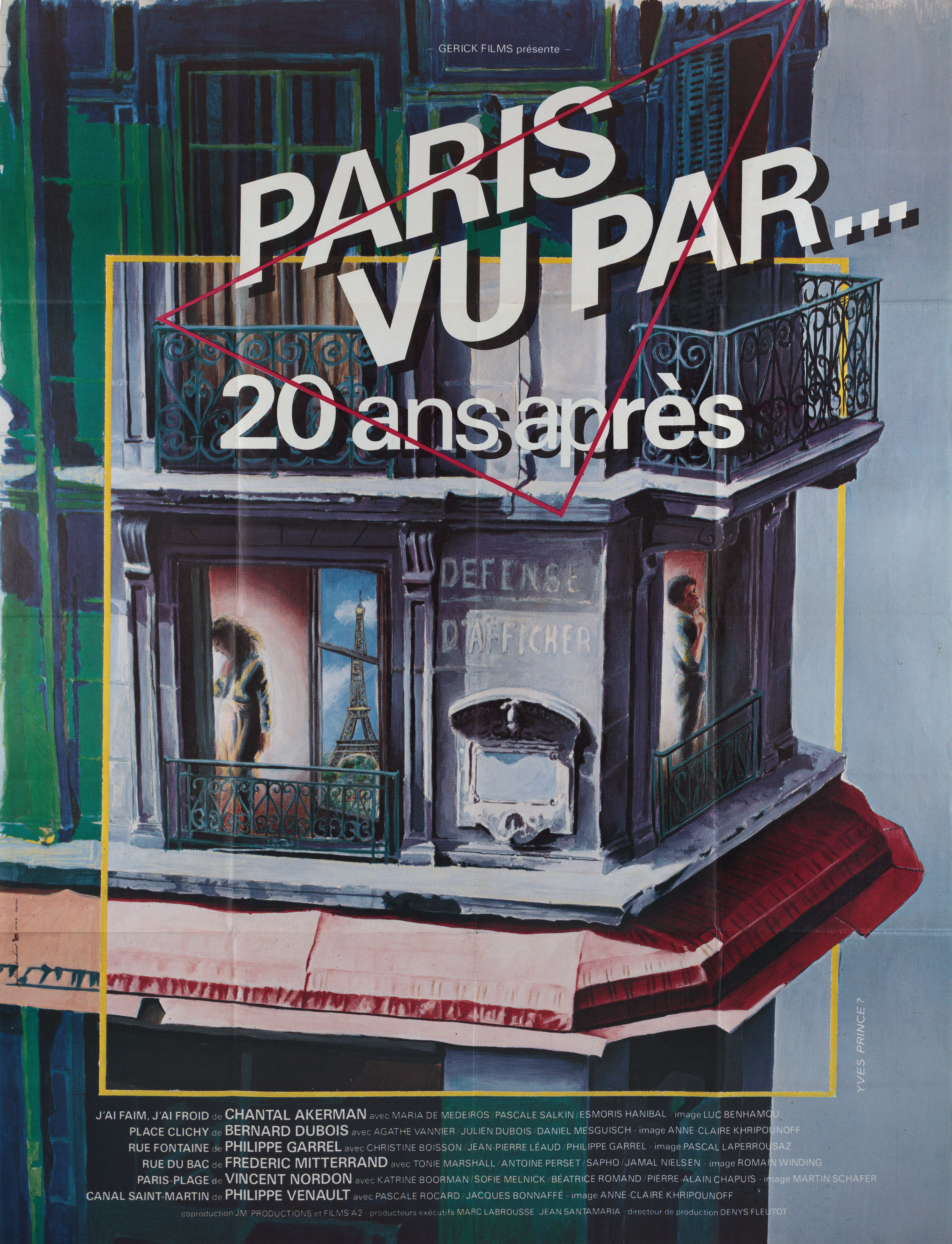 Париж глазами... двадцать лет спустя (Paris Seen By... 20 Years After, 1984), режиссёр Шанталь Акерман, французский постер к фильму, автор Ив Принс, 1984 год