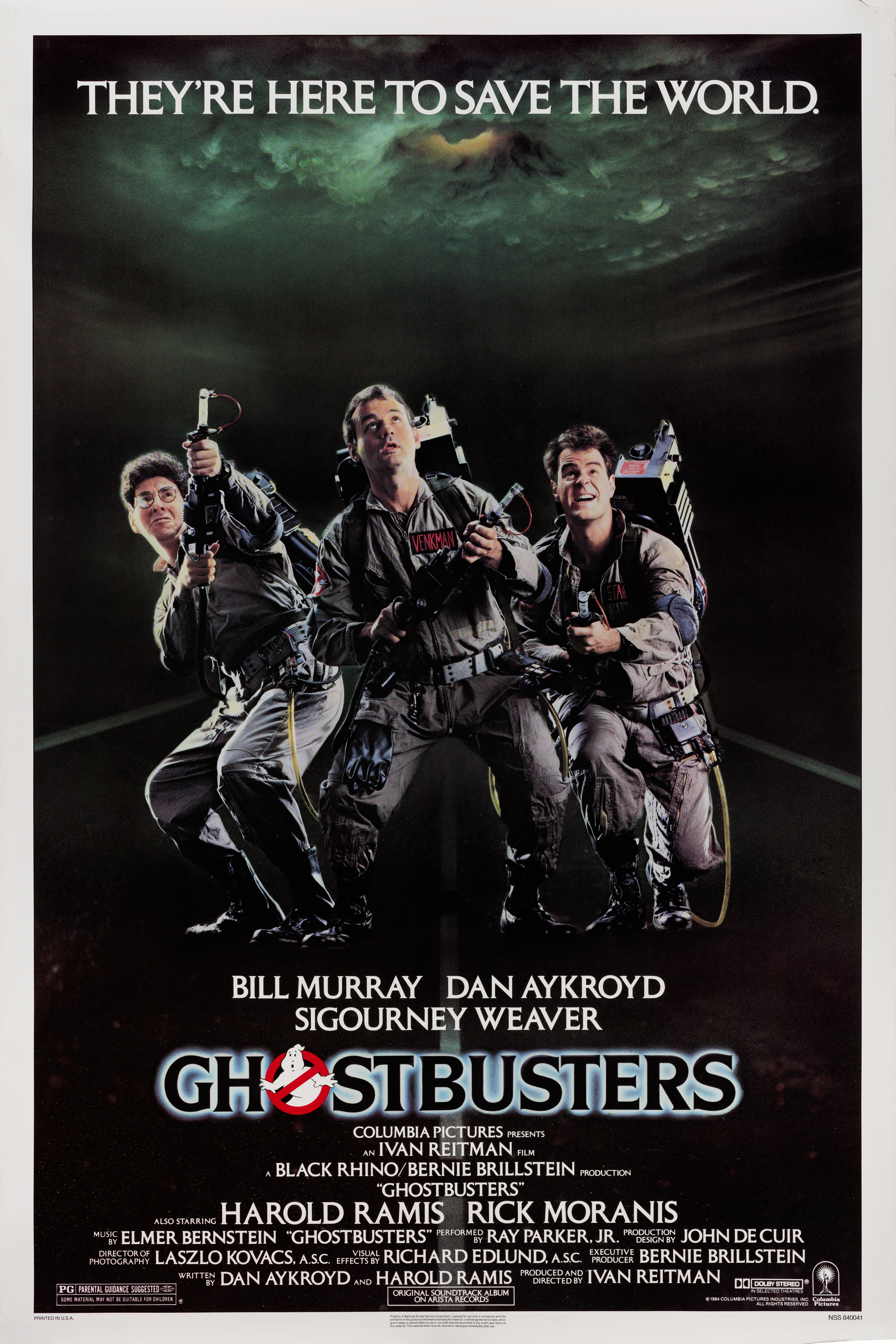 Охотники за привидениями (Ghostbusters, 1984), режиссёр Айван Райтман, американский постер к фильму, 1984 год