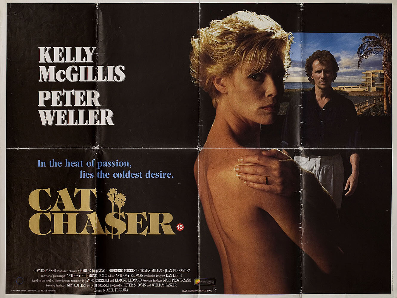 Котяра (Cat Chaser, 1989), режиссёр Абель Феррара, британский постер к фильму, 1989 год
