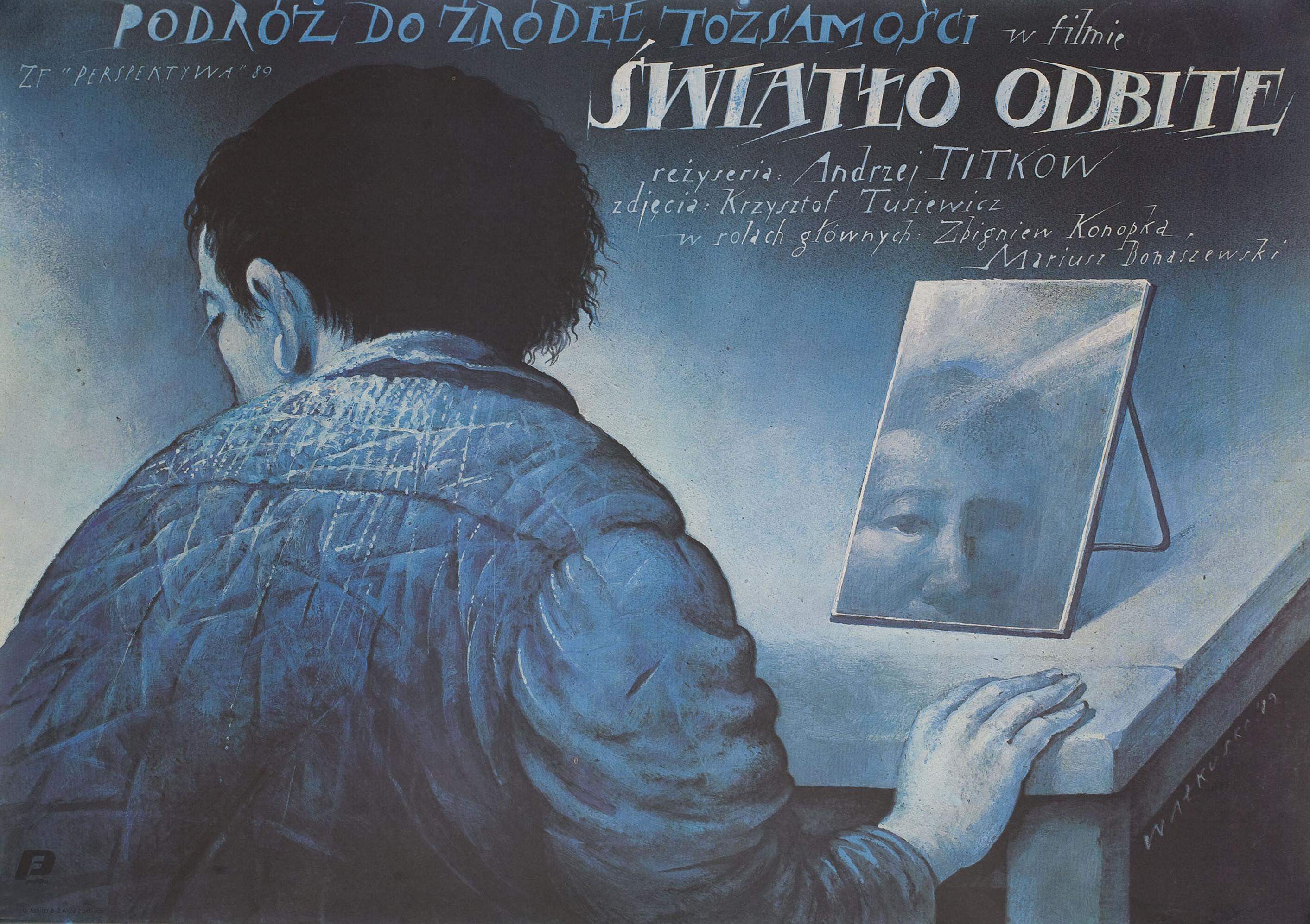 Отраженный свет (Reflected Light, 1989), режиссёр Анджей Титков, польский постер к фильму, автор Веслав Валкуски, 1989 год