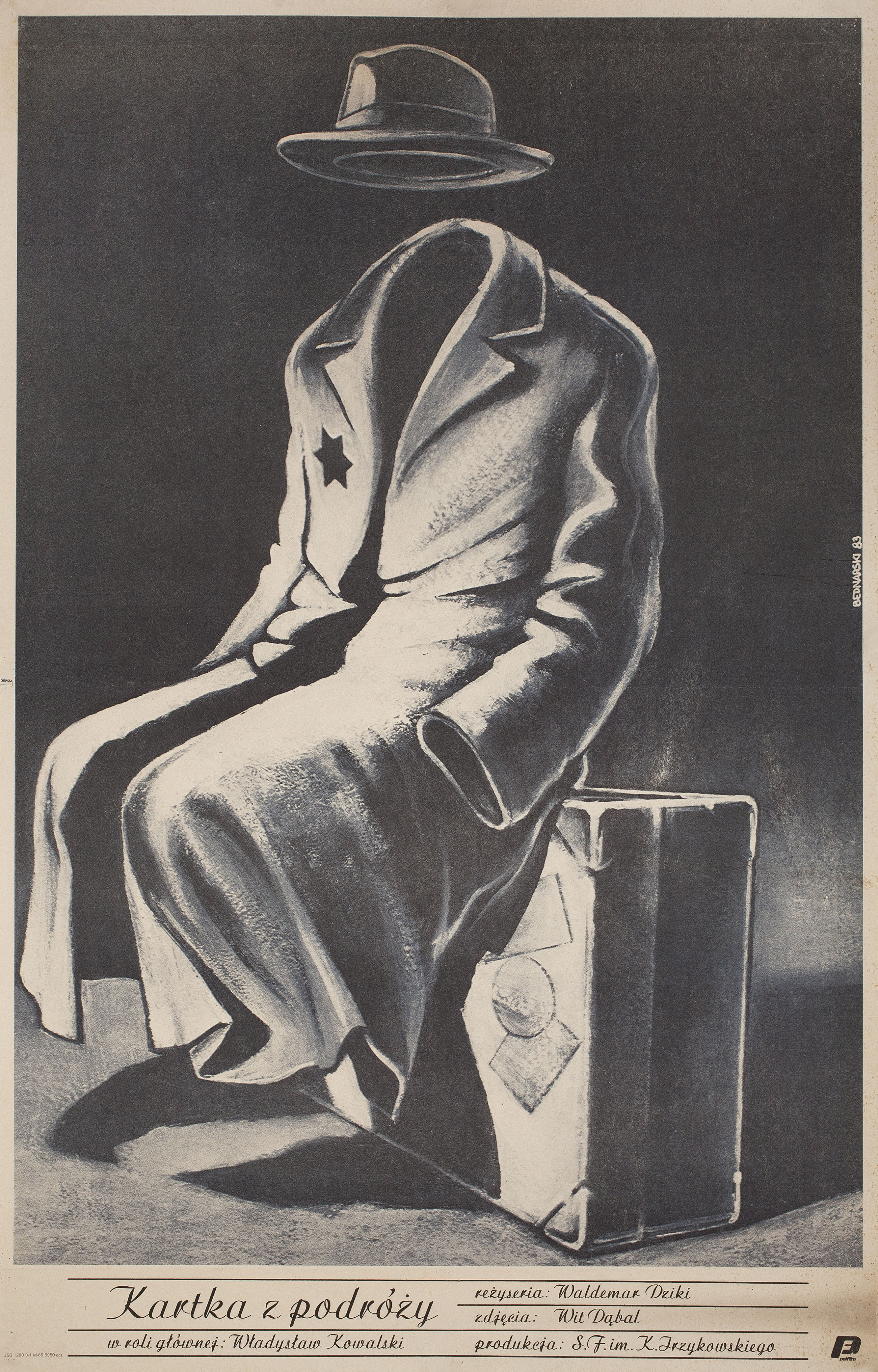 Открытка из путешествия (Post Card from a Journey, 1984), режиссёр Вальдемар Дзики, польский постер к фильму, автор Кшиштоф Беднарский, 1984 год