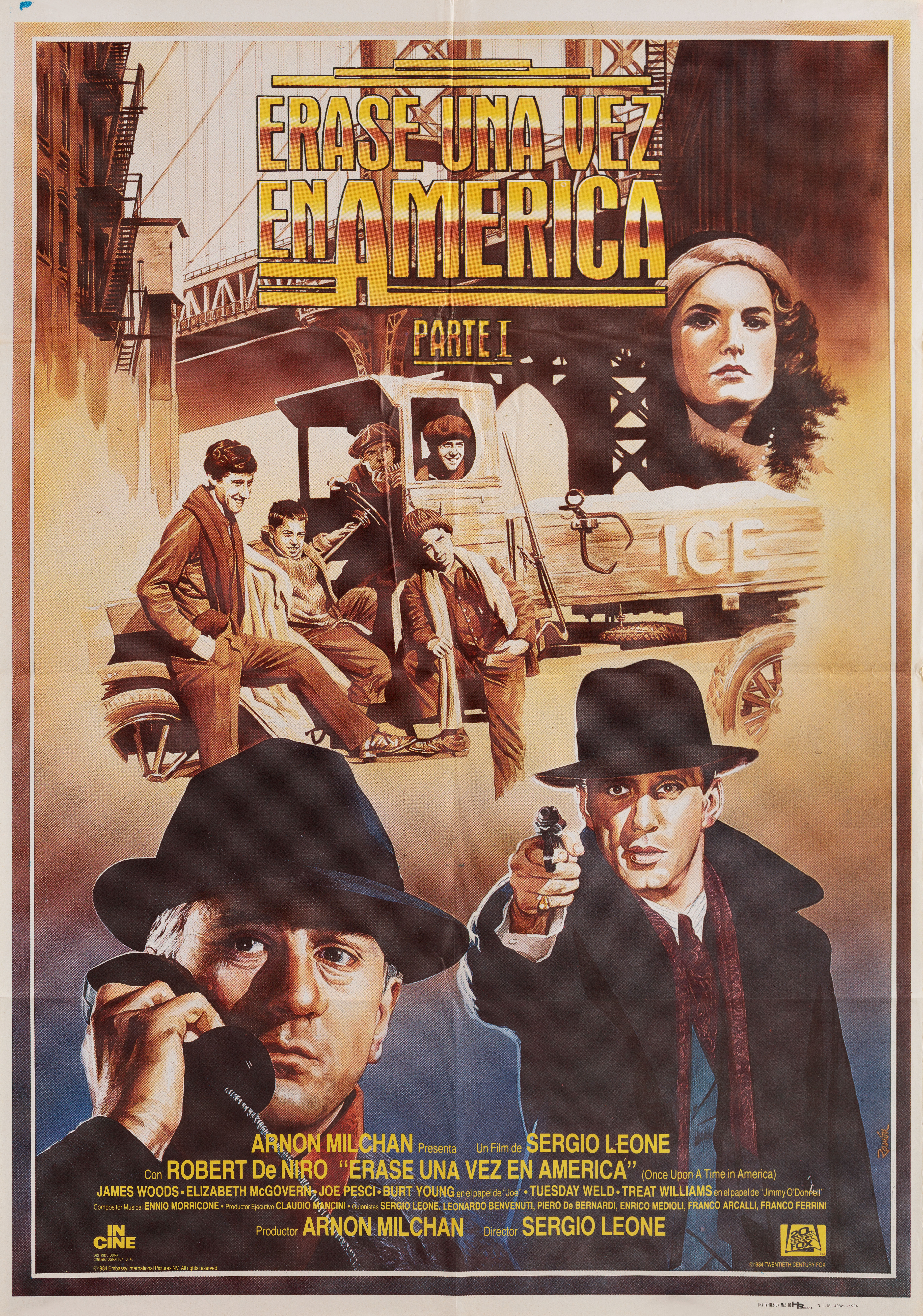 Однажды в Америке (Once Upon a Time in America, 1984), режиссёр Серджио Леоне, испанский постер к фильму, автор Рамон, 1984 год