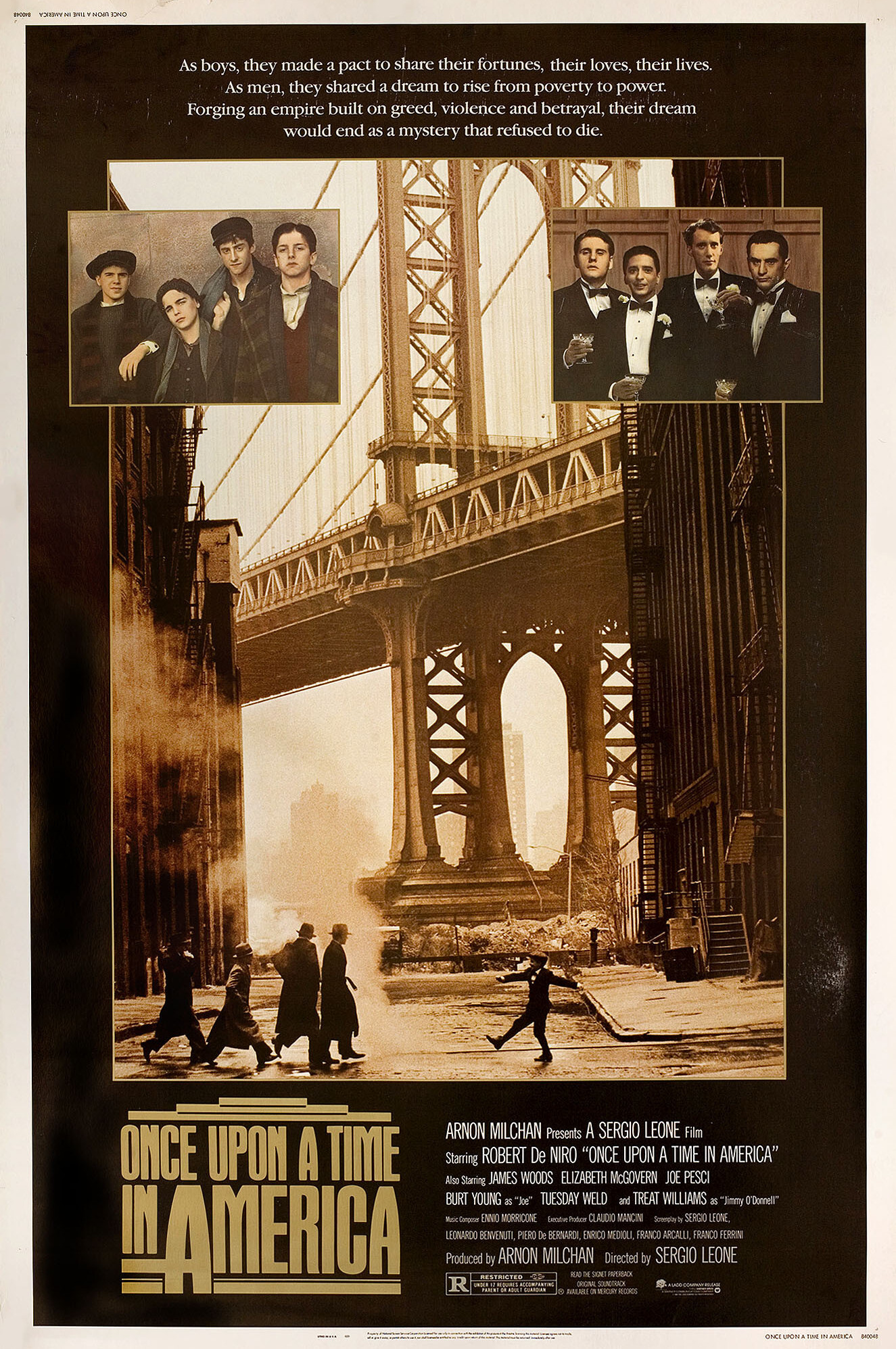 Однажды в Америке (Once Upon a Time in America, 1984), режиссёр Серджио Леоне, американский постер к фильму, 1984 год (4)