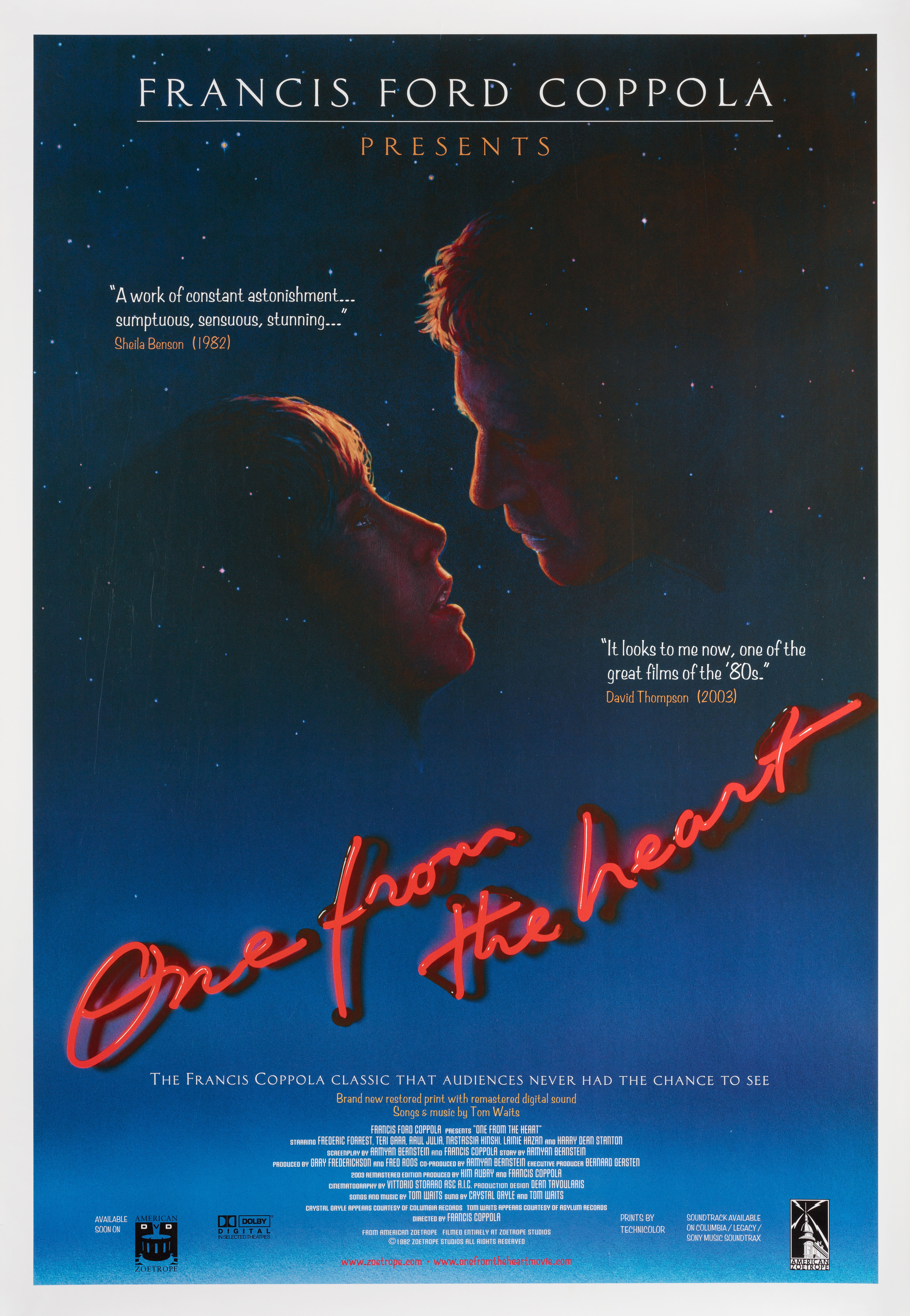 От всего сердца (One from the Heart, 1982), режиссёр Фрэнсис Форд Коппола, американский постер к фильму, 2003 год