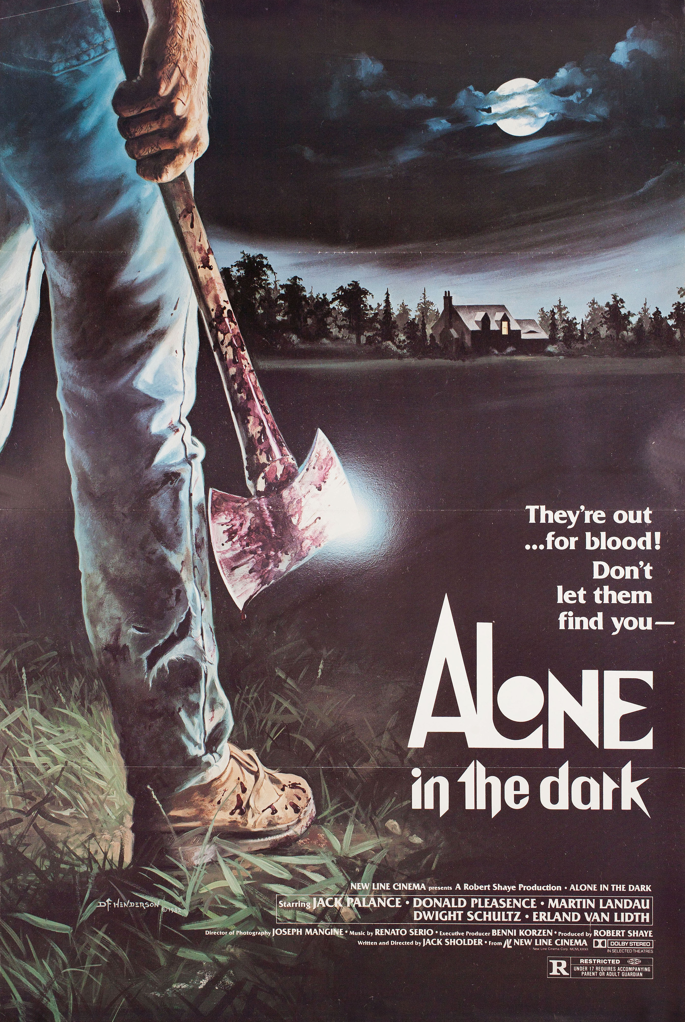 Одни во тьме (Alone in the Dark, 1982), режиссёр Джек Шолдер, американский постер к фильму, автор Дэйв Ф. Хендерсон, 1982 год