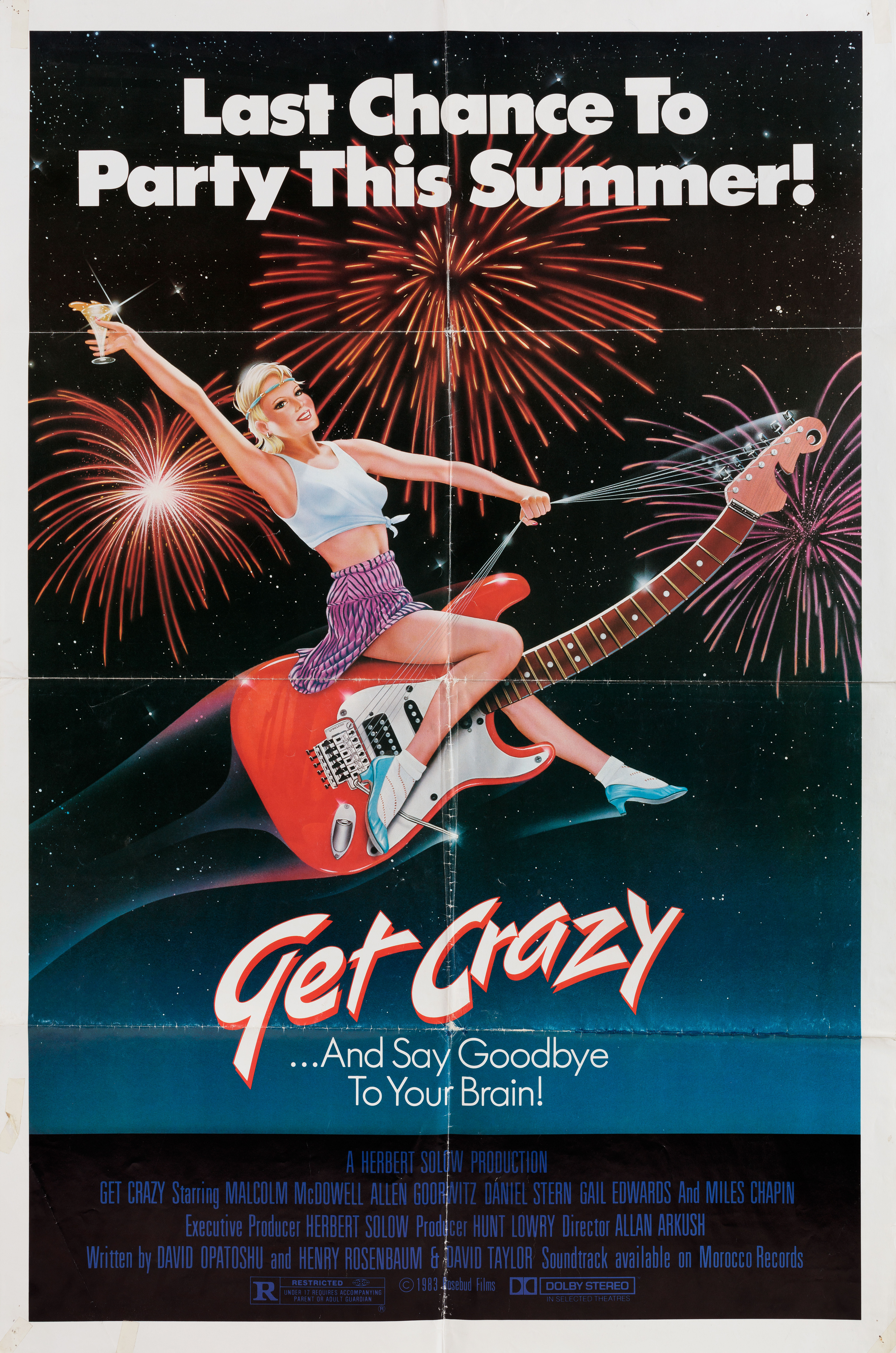 Сойди с ума (Get Crazy, 1983), режиссёр Аллан Аркуш, американский постер к фильму, 1983 год