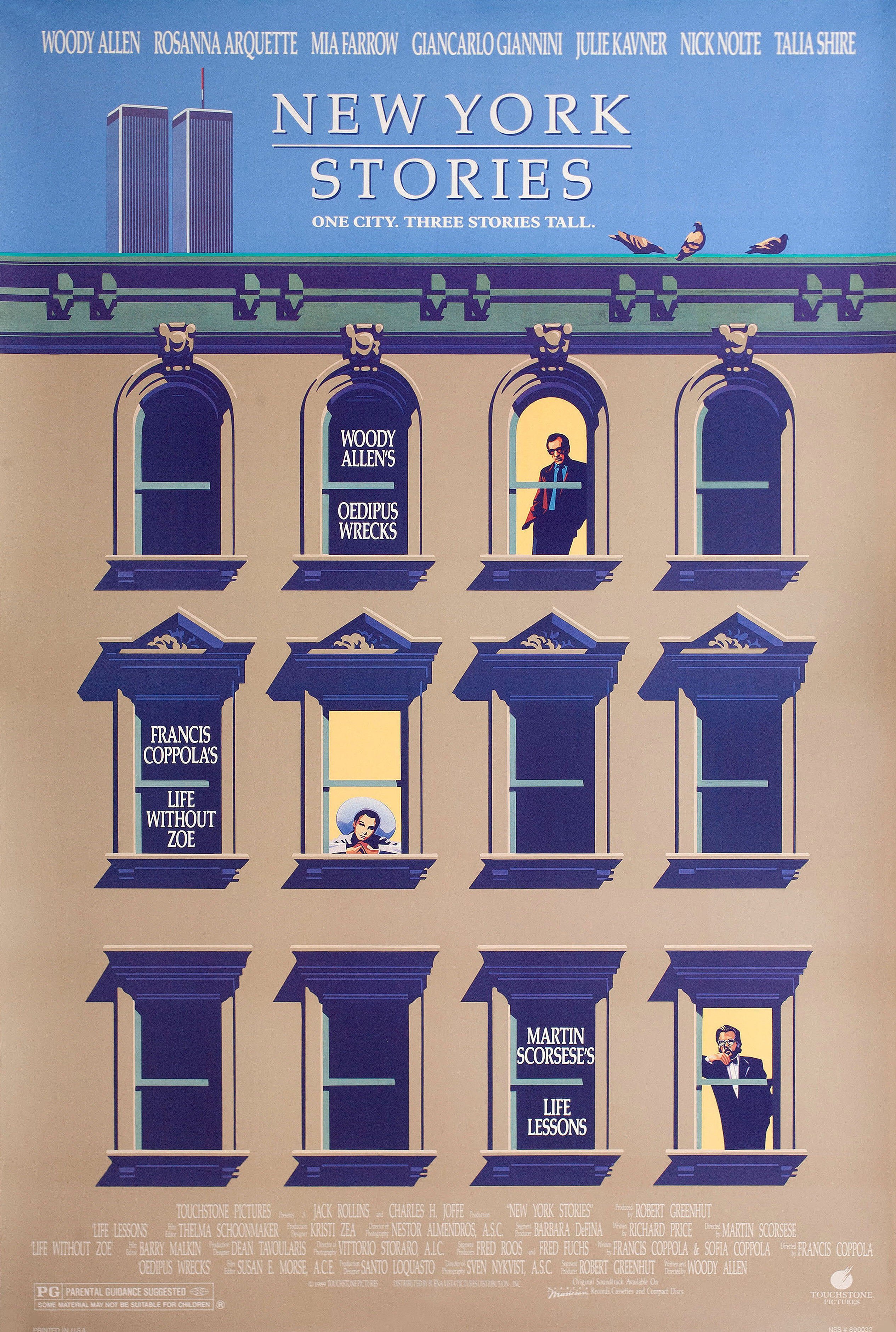 Нью-йоркские истории (New York Stories, 1989), режиссёр Вуди Аллен, американский постер к фильму, 1989 год