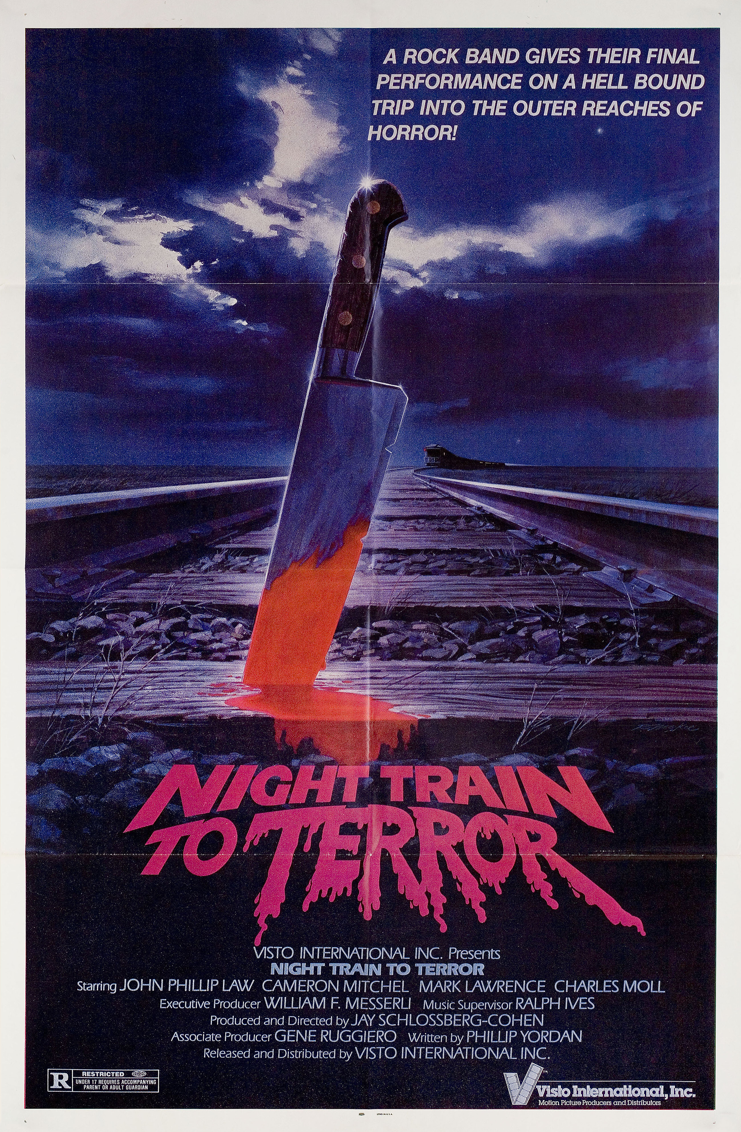 Поезд страха (Night Train to Terror, 1985), режиссёр Джон Карр, американский постер к фильму, автор Р. Макки, 1985 год