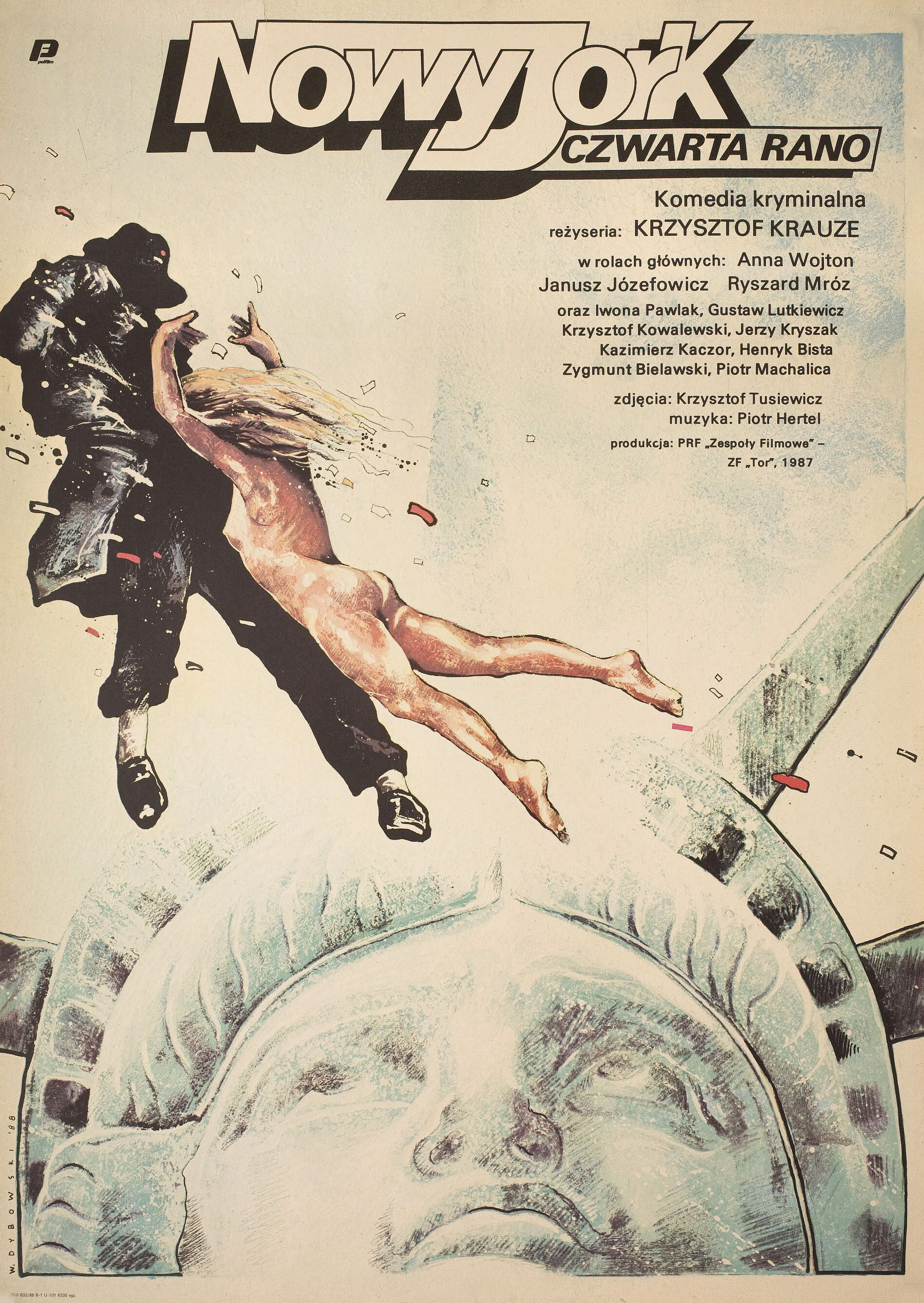Нью-Йорк, четыре утра (Nowy Jork, czwarta rano, 1988), режиссёр Кшиштоф Краузе, польский постер к фильму, автор Витольд Дыбовский, 1988 год