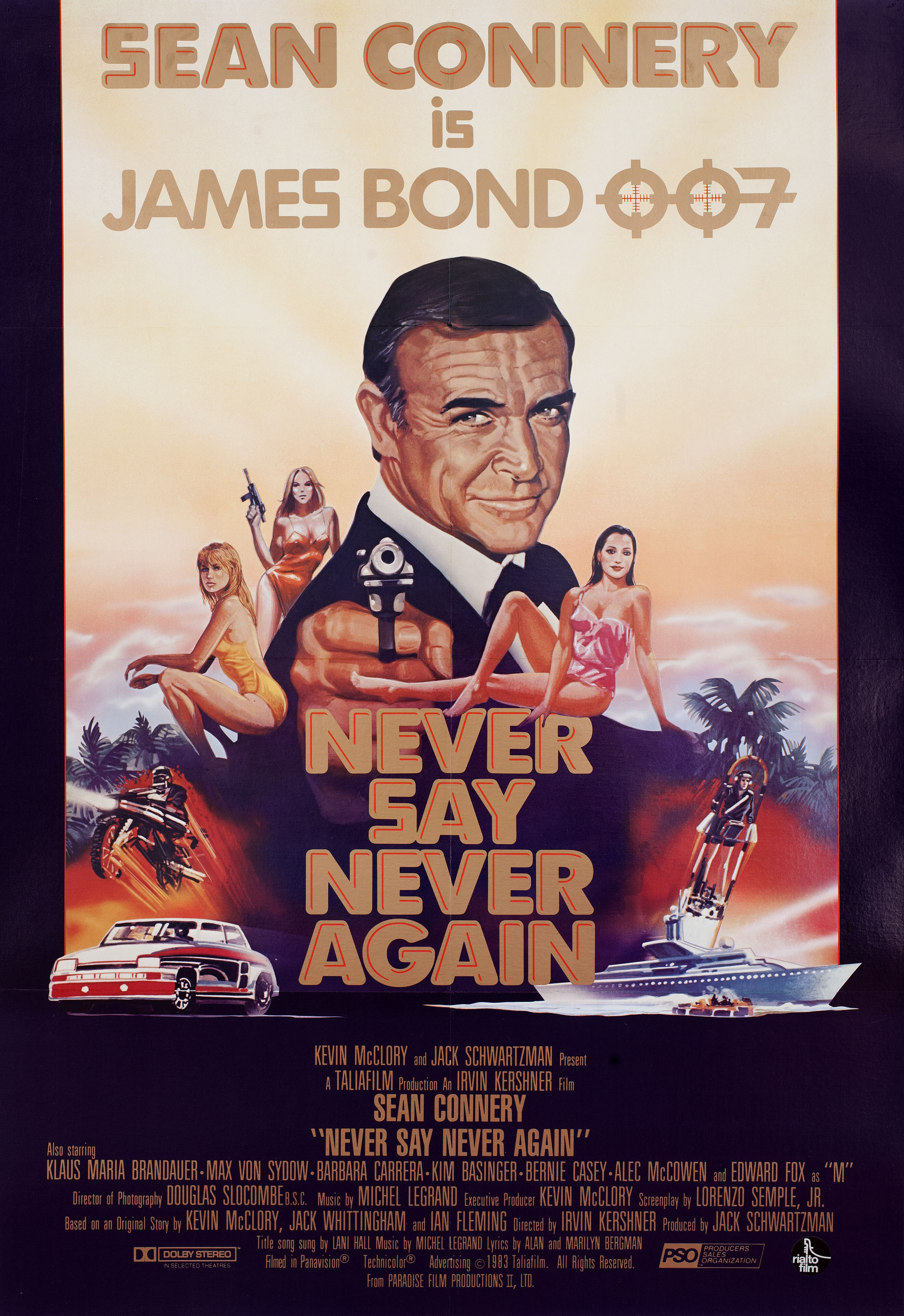 Никогда не говори «никогда» (Never Say Never Again, 1983), режиссёр Ирвин Кершнер, британский постер к фильму, 1983 год (1)