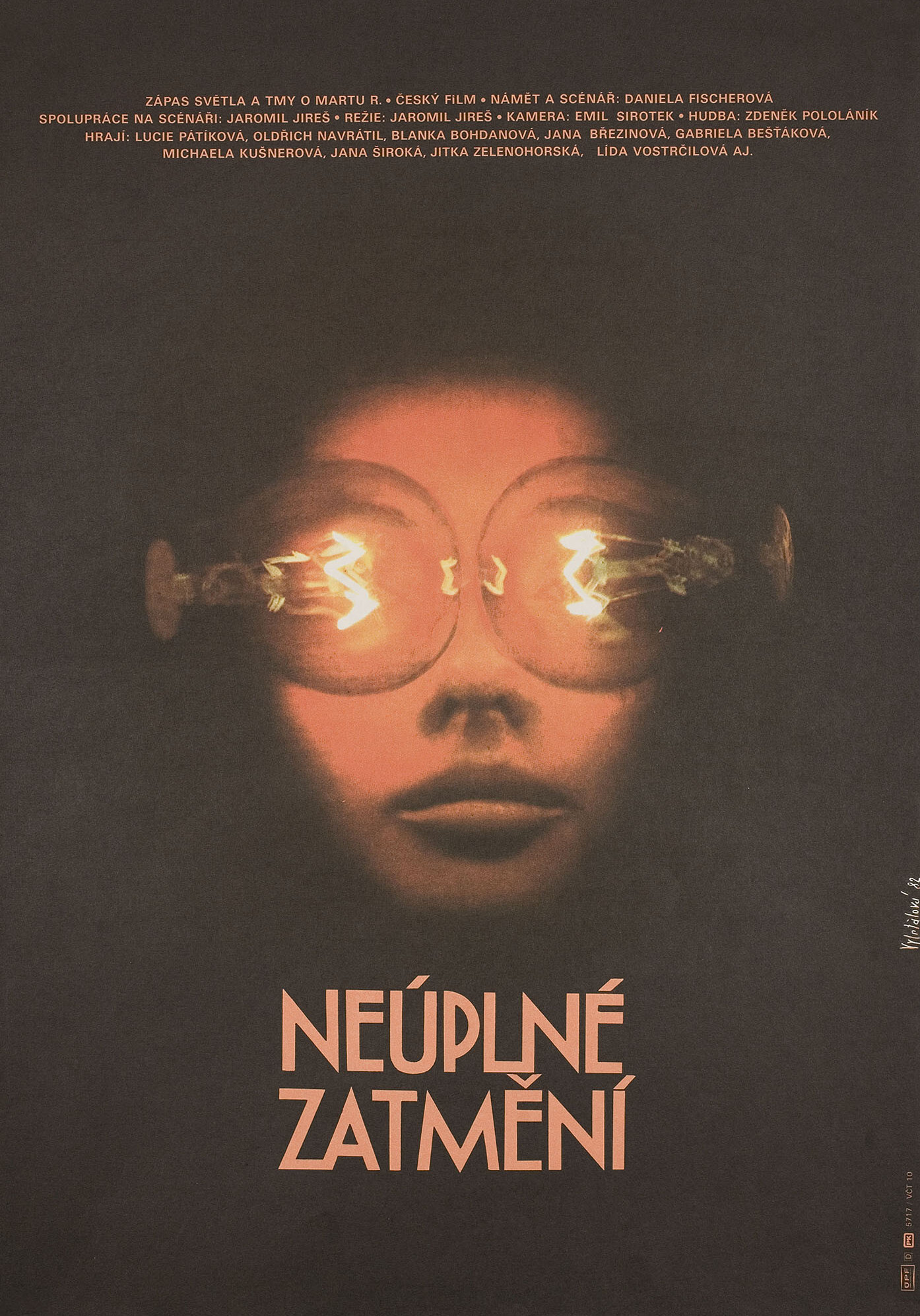 Неполное затмение (Incomplete Eclipse, 1983), режиссёр Яромил Иреш, чехословацкий постер к фильму, автор Ольга Полацкова-Вылеталова, 1983 год